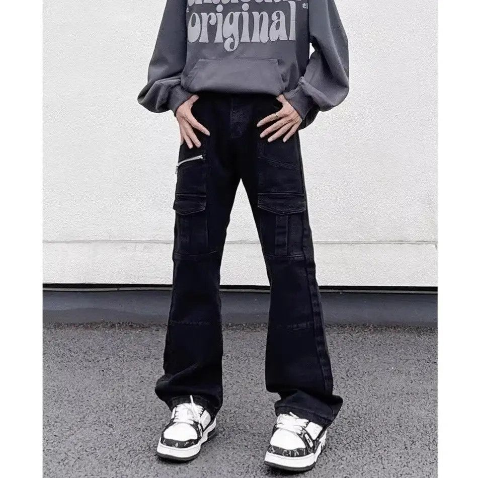 Japanese Brand Multi pocket zipper micro flared jeans Size US 32 / EU 48 - 1 Thumbnail