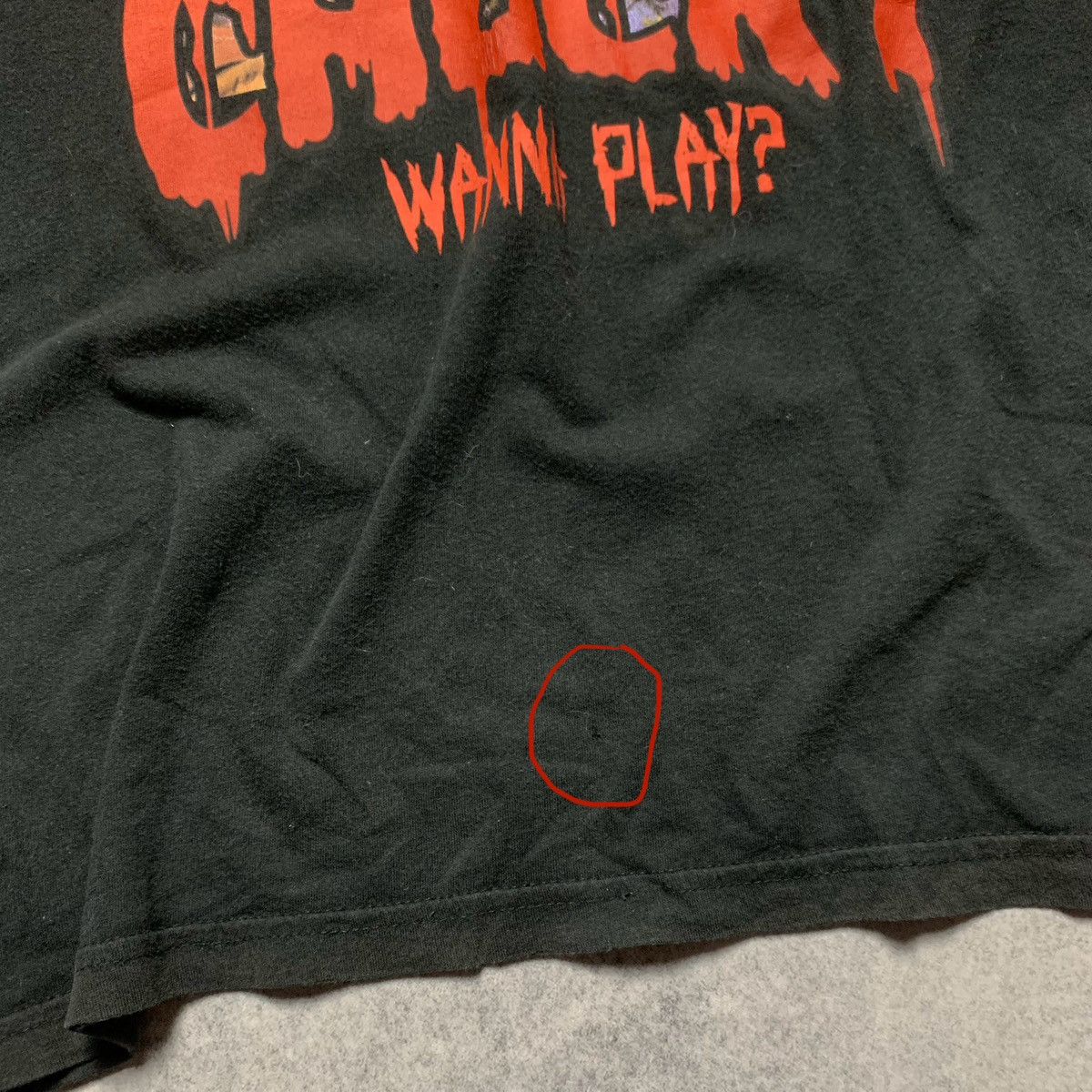 Japanese Brand Vintage CHUCKY WANNA PLAY? Y2K Skulls Blood Tee shirt Size US L / EU 52-54 / 3 - 4 Thumbnail