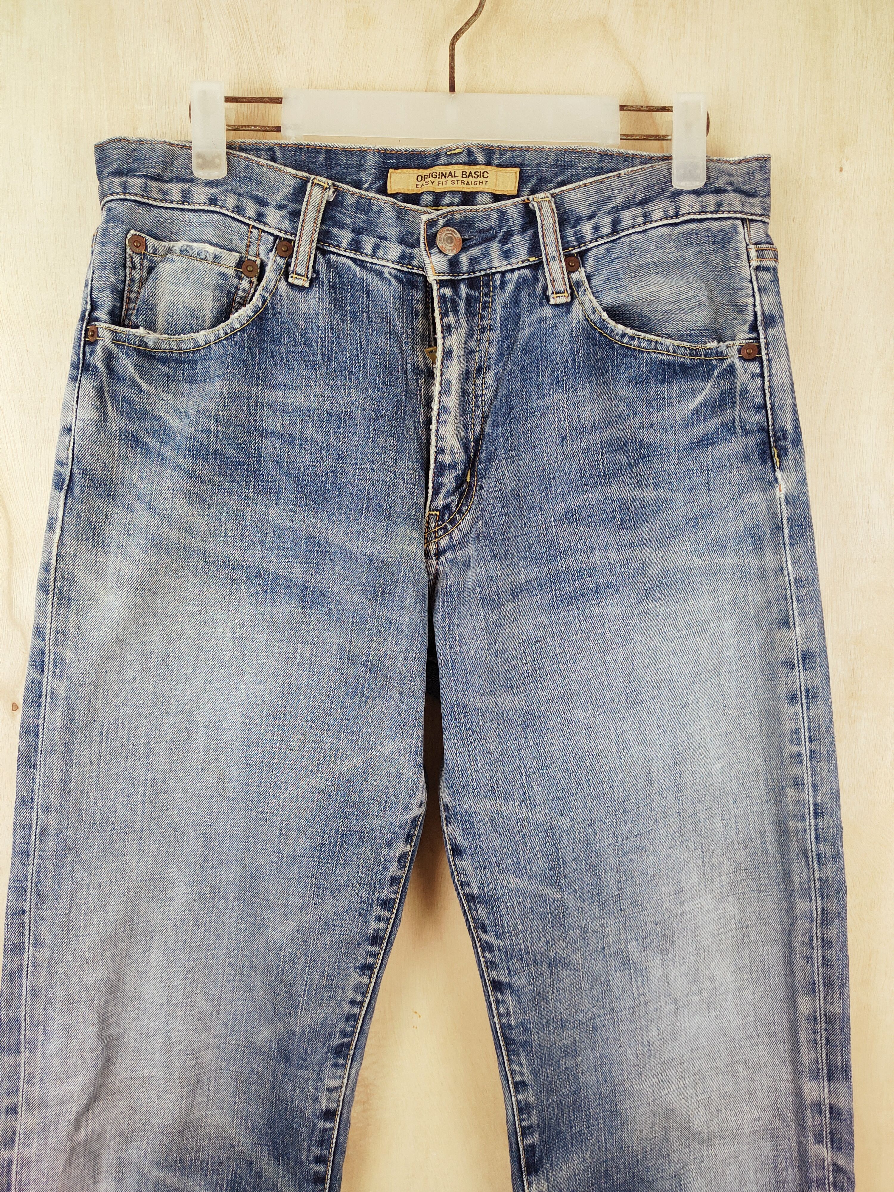 Japanese Brand Uniqlo Blue Distressed Ripped vintage denim Jeans #S2499 Size US 30 / EU 46 - 2 Thumbnail