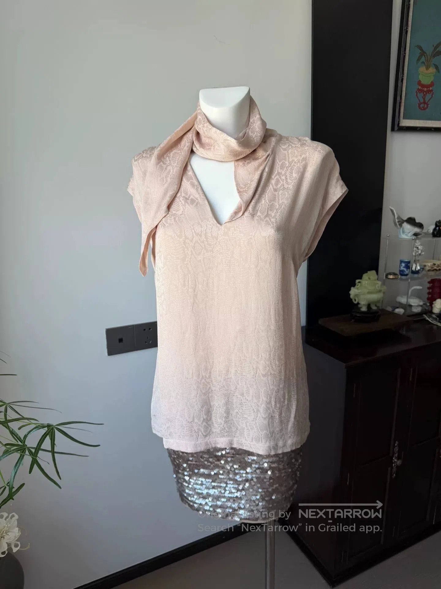 Just Cavalli Just Cavalli Pink Snake Print Scarf Top. Size M / US 6-8 / IT 42-44 - 2 Thumbnail