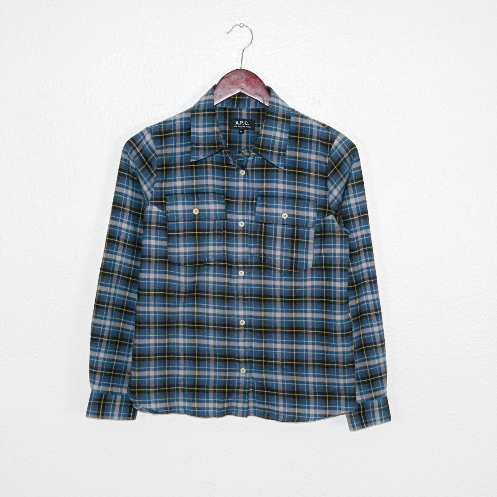 A.P.C. A.P.C. Blue Plaid Button up Flannel Shirt 100% Cotton Size XS / US 0-2 / IT 36-38 - 6 Thumbnail