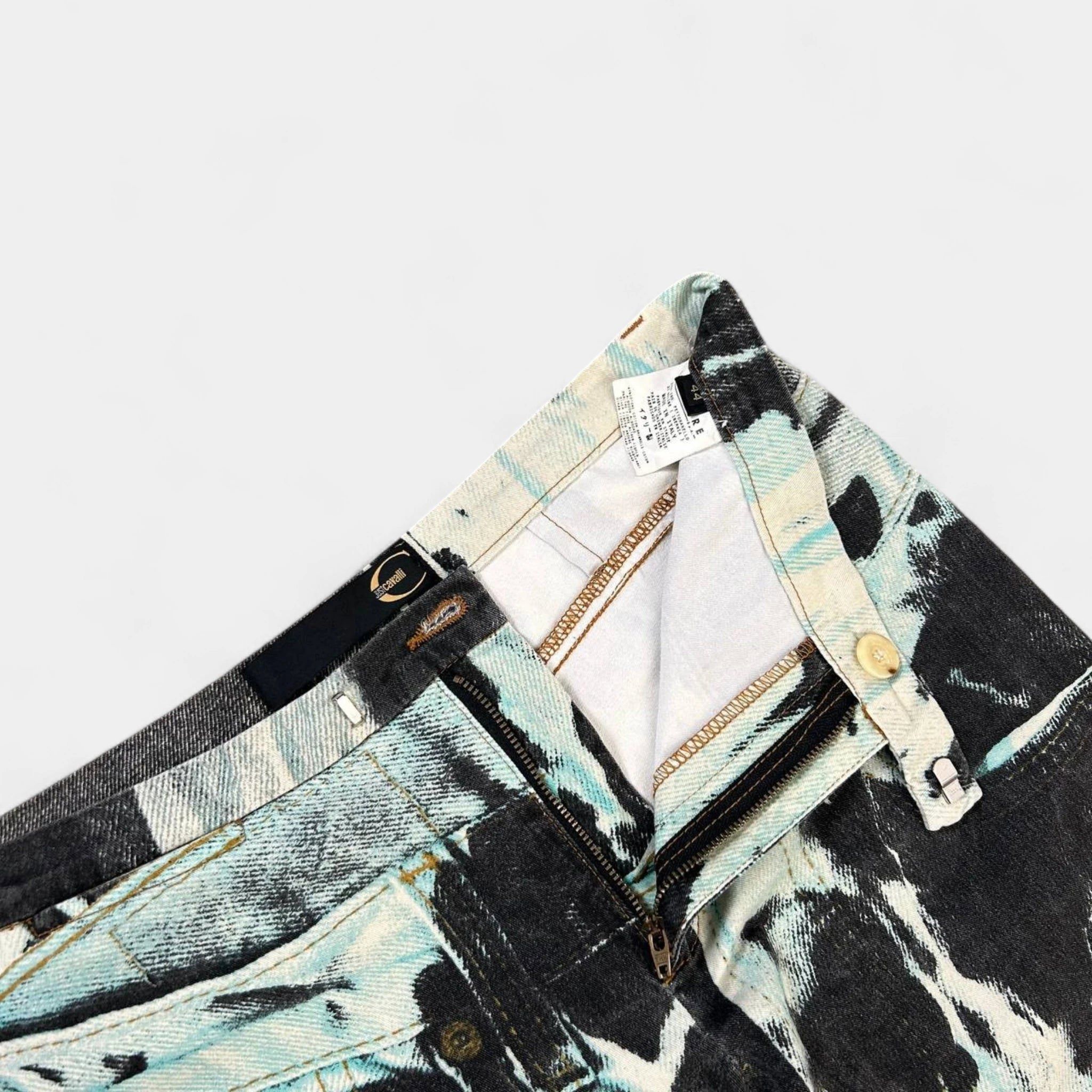 Just Cavalli Just Cavalli Denim on Denim Printed Teal Jeans Size US 29 - 4 Thumbnail