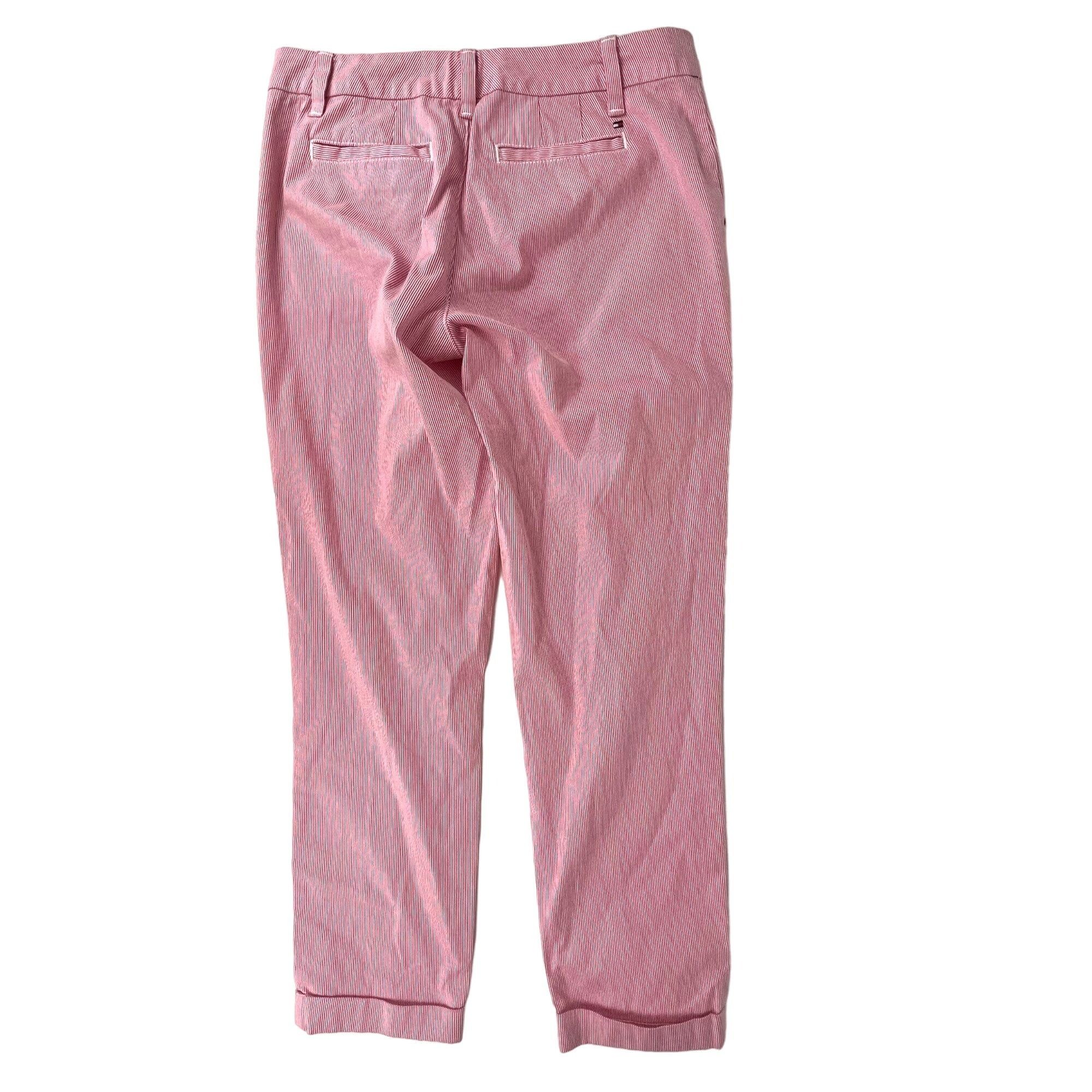 Tommy Hilfiger Tommy Hilfiger Women's Seersucker Cuffed Crop Pants Pink Siz Size 26" / US 2 / IT 38 - 5 Thumbnail