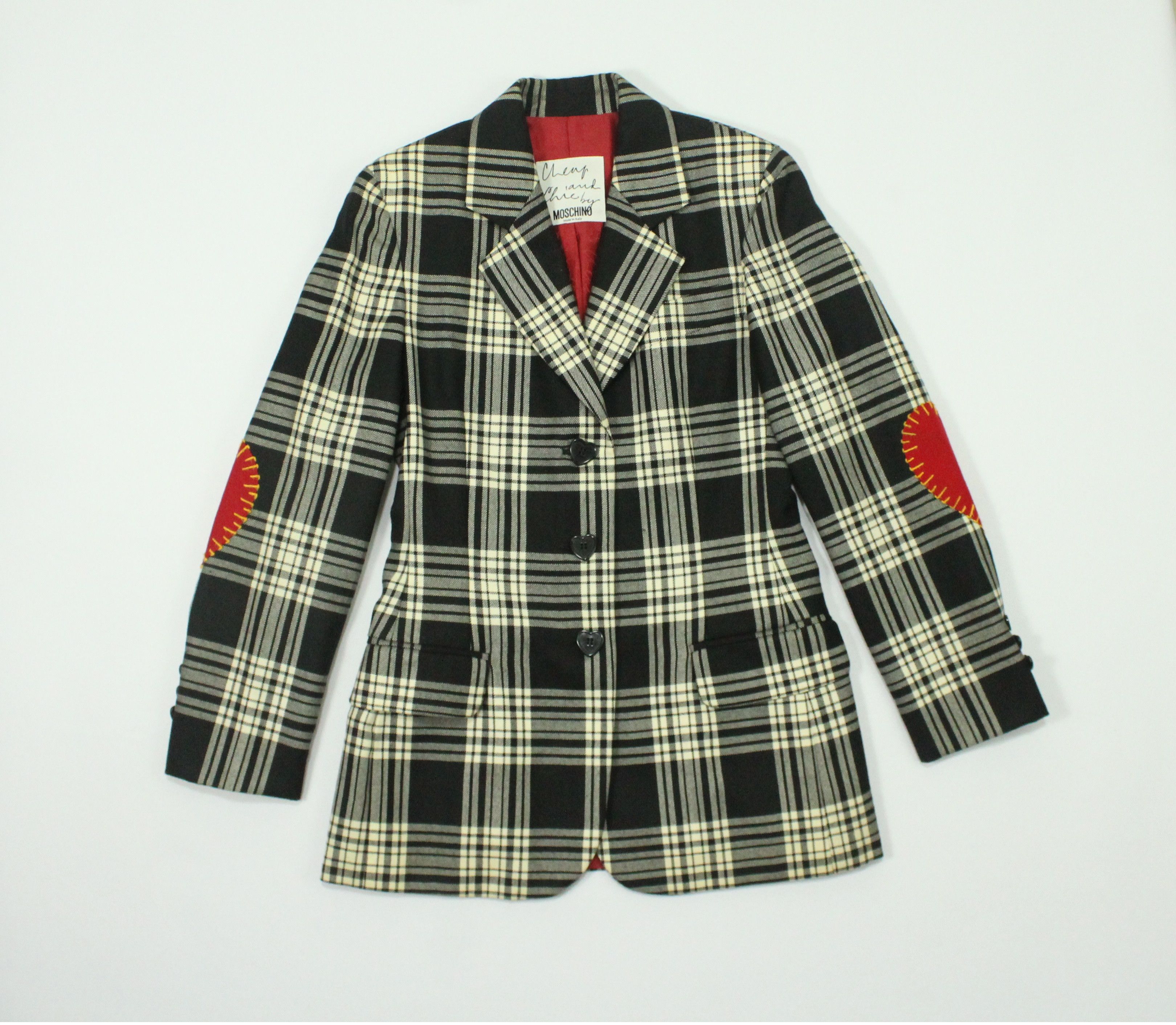 Moschino × Vintage Vintage 90s MOSCHINO CHEAP AND CHIC Jacket Tartan Love Size M / US 6-8 / IT 42-44 - 10 Thumbnail