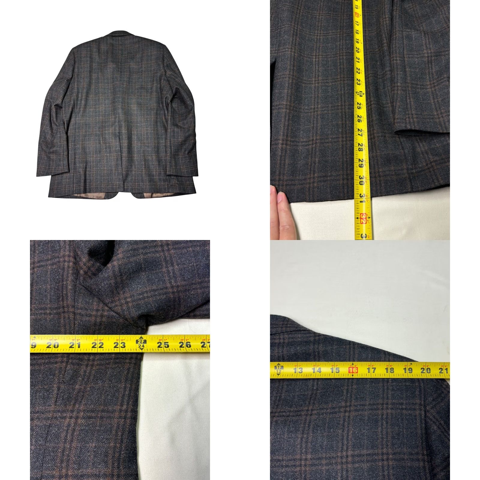 Ralph Lauren Lauren Ralph Coat Mens 46L Gray Men Plaid Wool Blend Blazer Sport Size 46R - 8 Thumbnail