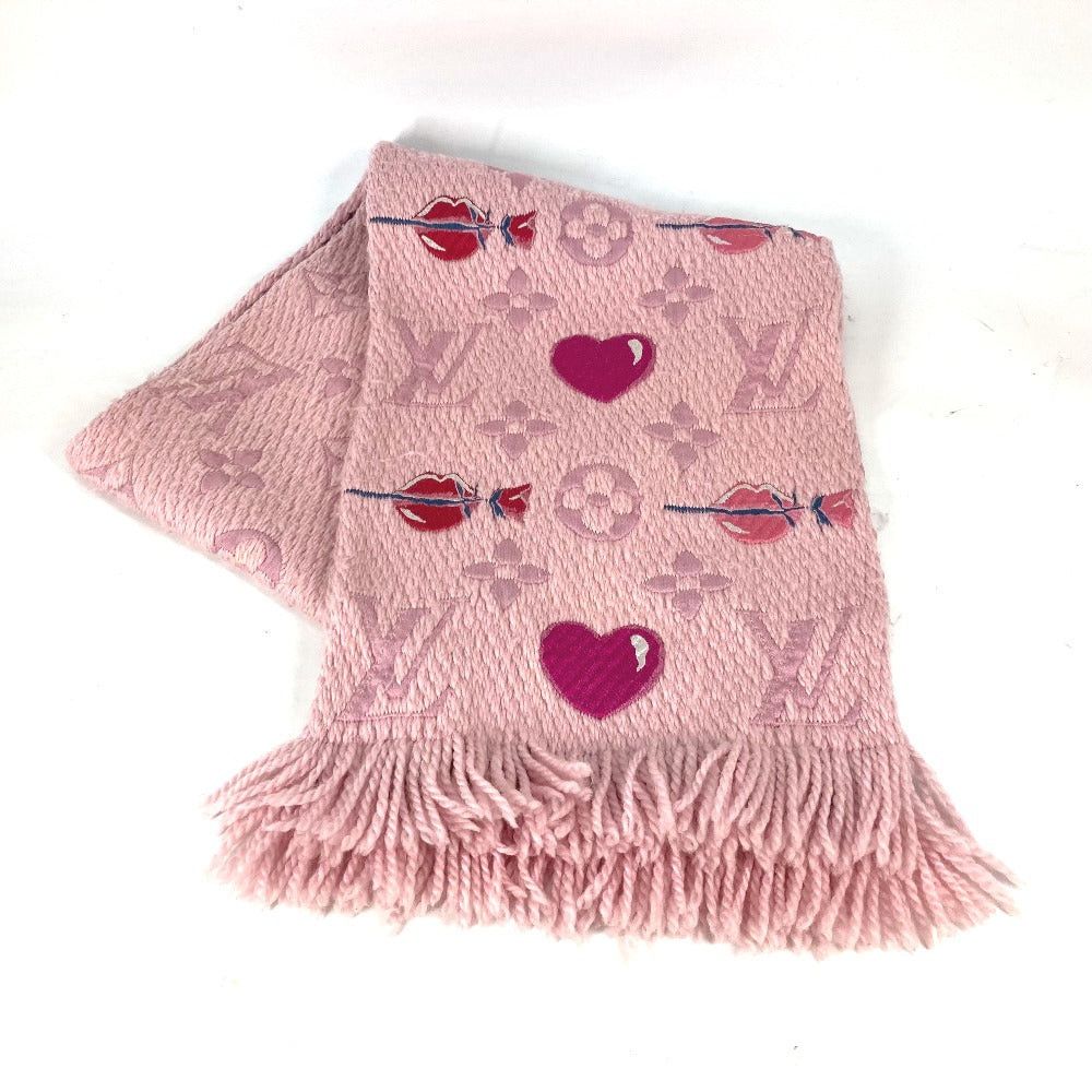 Louis Vuitton Louis Vuitton M71587 Echalp Logomania Assemble La Folli Heart Lip Lips Fringe Scarf Wool Women Pink Size ONE SIZE - 1 Thumbnail