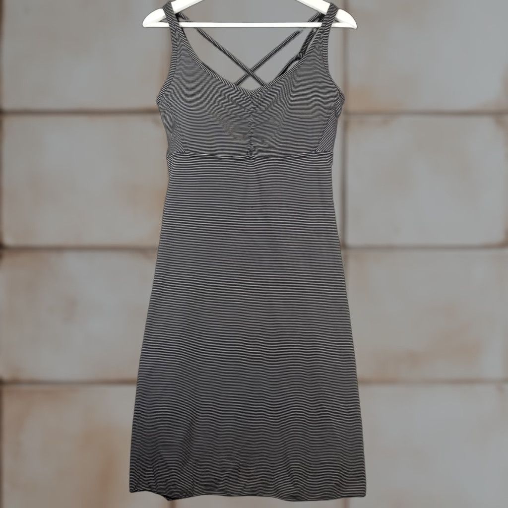 Prana Prana Rebecca Dress Womens Medium Coal Gray Striped Strappy Back Gorpcore Dress Size M / US 6-8 / IT 42-44 - 1 Thumbnail