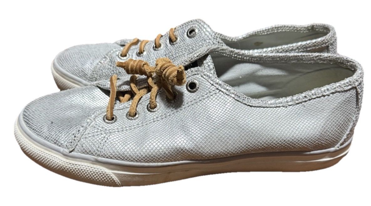 Sperry Women’s 8M Sperry Metallic Silver Leather Sneakers STS94858 Size US 8 / IT 38 - 5 Thumbnail