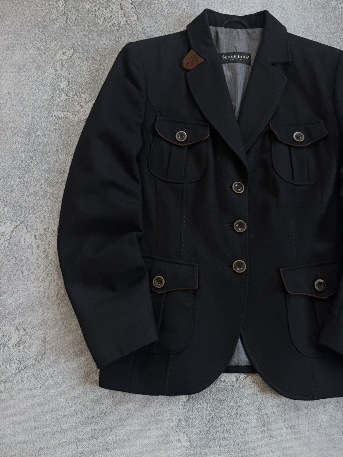 Schneiders Schneiders F40/USA8/I42 black virgin wool jacket blazer Size M / US 6-8 / IT 42-44 - 3 Thumbnail