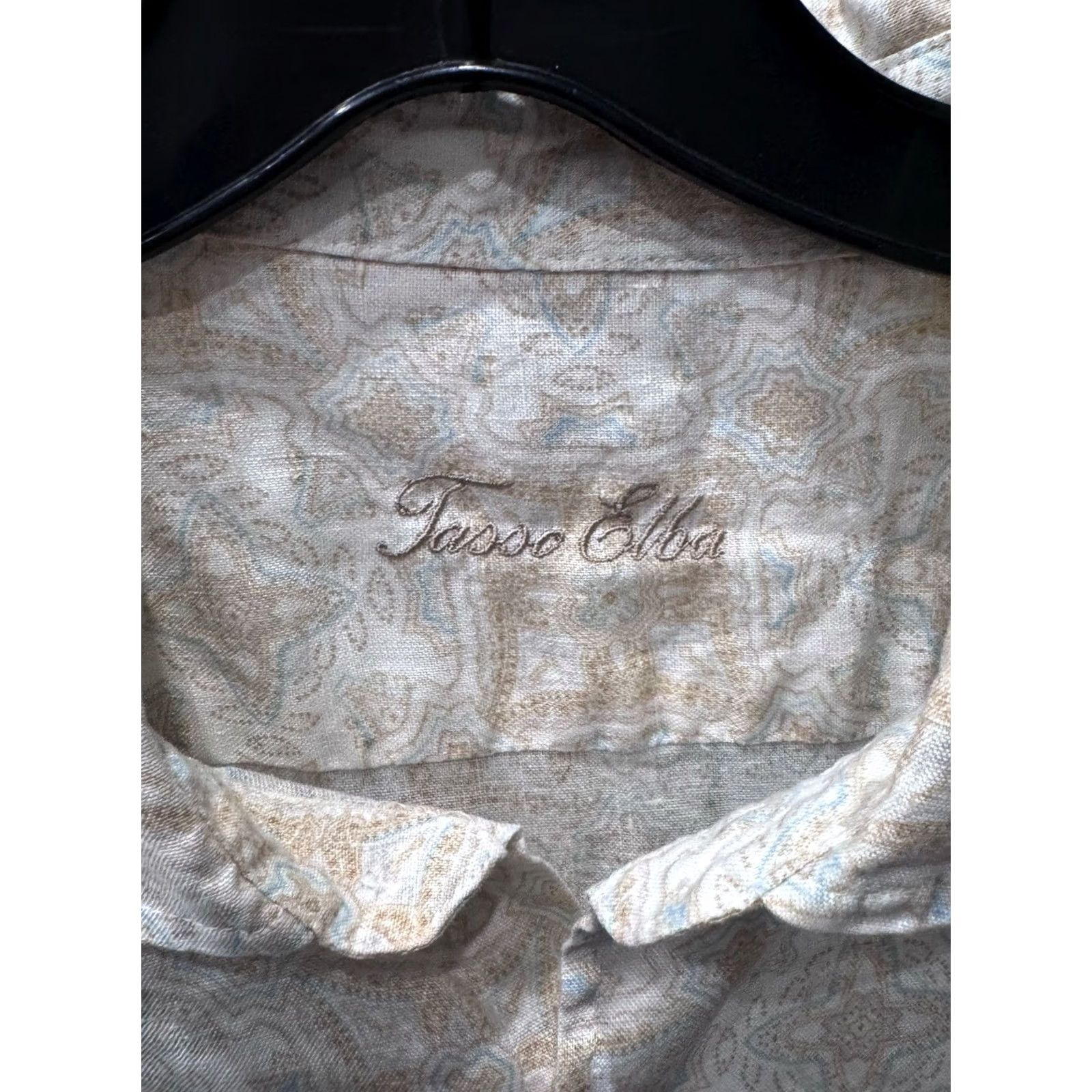 Tasso Elba Tasso ELba 100% Linen Paisley XL Shirt Men Short Sleeve Button Up Shirt Size US XL / EU 56 / 4 - 6 Thumbnail