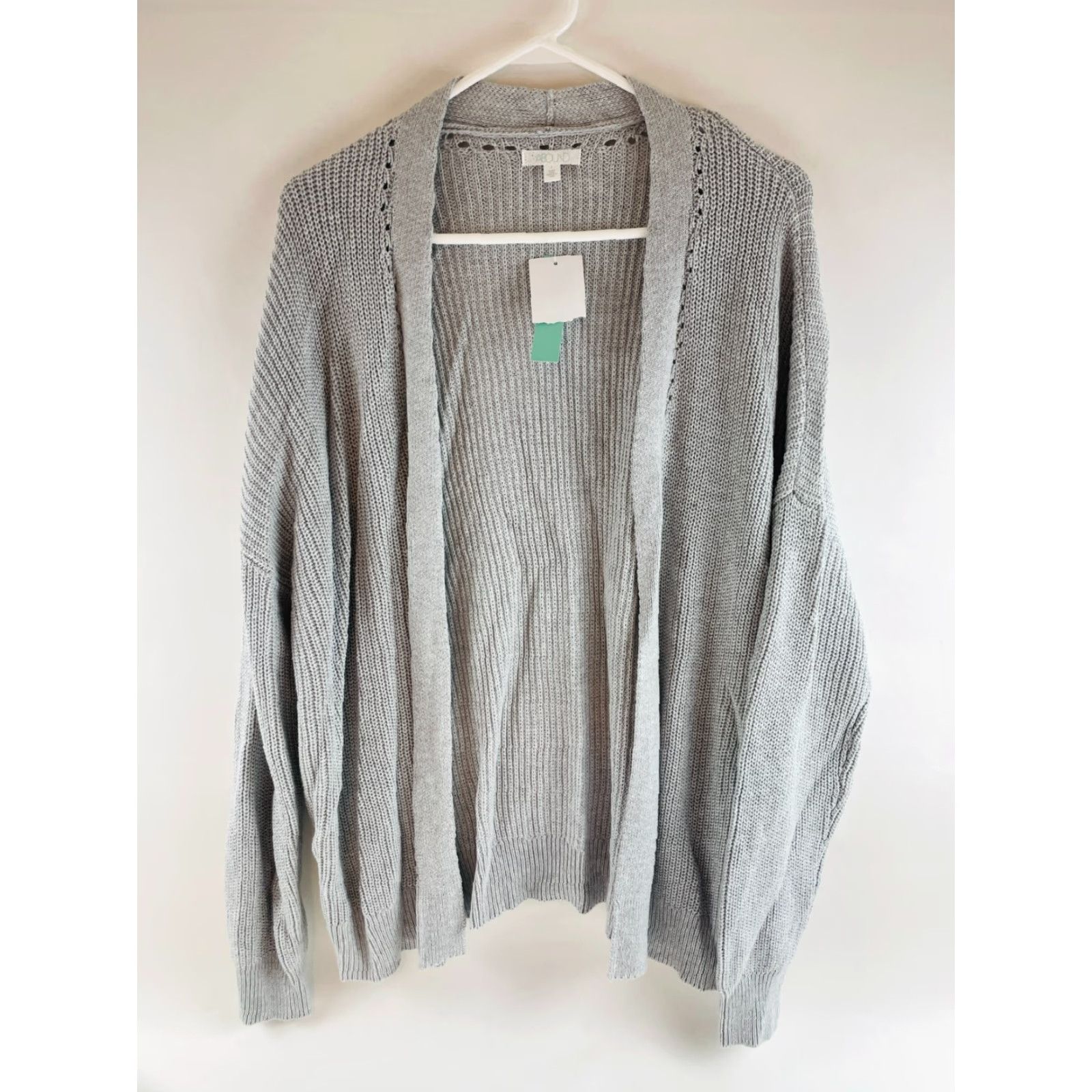 Vintage ABOUND Sweater Cardigan Women's L Light Gray Open Knitted Long Sleeve NWT Size L / US 10 / IT 46 - 2 Thumbnail