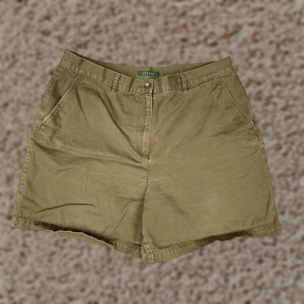 Ralph Lauren VINTAGE Lauren Ralph Lauren Shorts Womens 16 Green Khaki Chino Cotton Walking Casual Shirt Mens Girls? Size 38" / US 16 / IT 52 - 1 Thumbnail