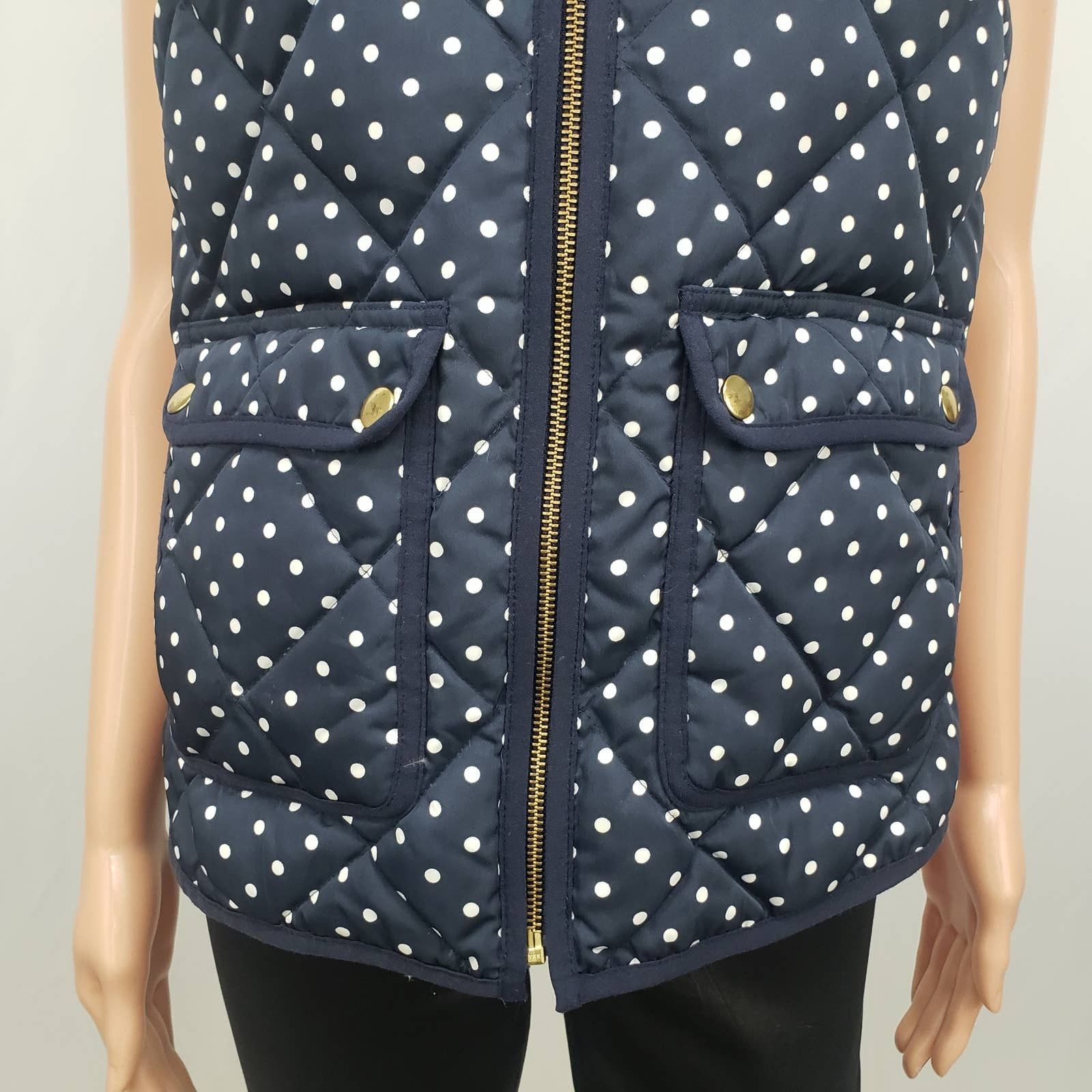 J.Crew J. Crew Polka Dot Quilted Puffer Vest Full zip up Pockets S Size S / US 4 / IT 40 - 4 Thumbnail