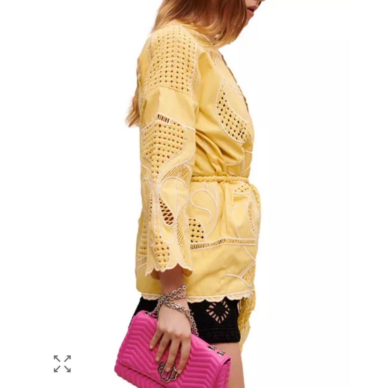 Maje NEW NWT Maje ‘ALOHA’ Embroidered Kimono Jacket Yellow 40 Size L / US 10 / IT 46 - 4 Thumbnail