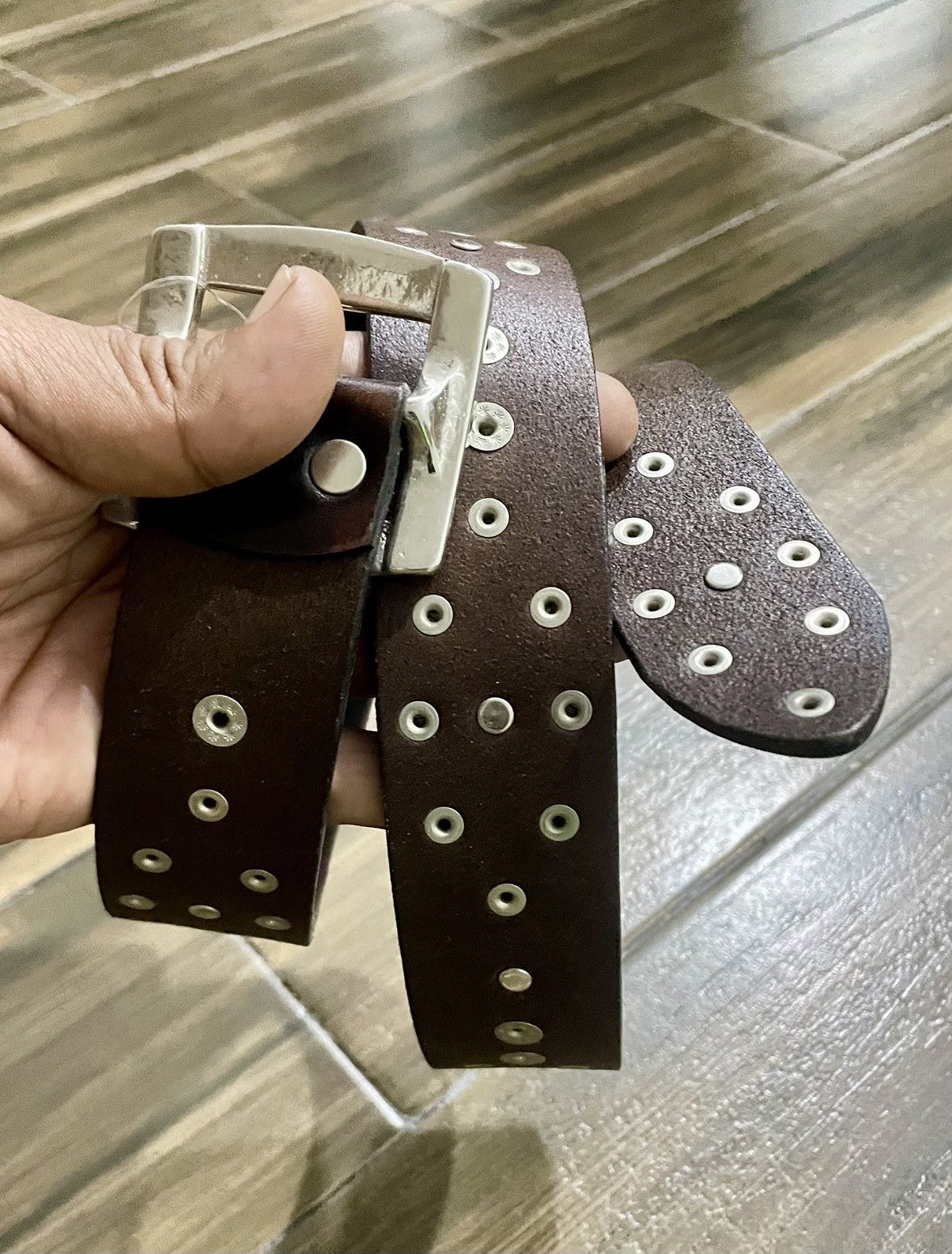 Genuine Leather Vtg Leather Belt Stud Rockability HTC Style Size ONE SIZE - 4 Thumbnail