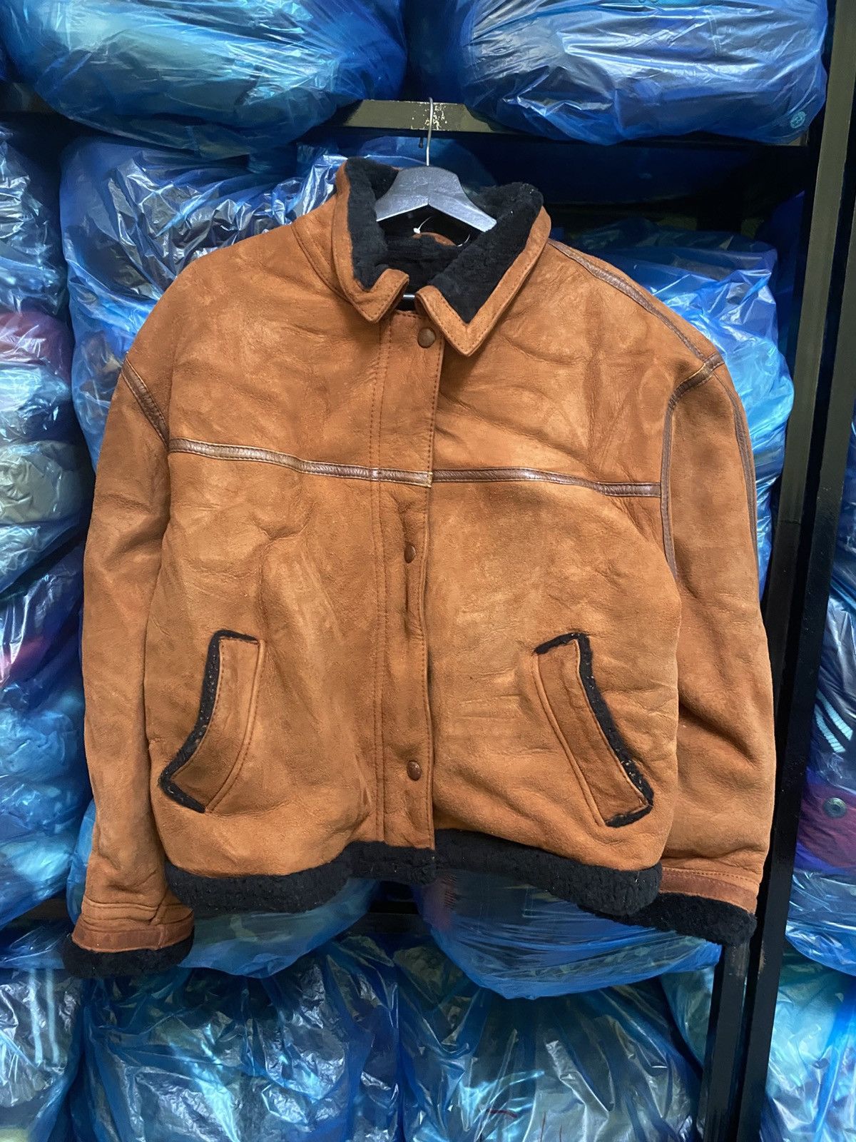 Leather Correspondance Vintage Shearling Aviator Jacket Brown Suede Size US M / EU 48-50 / 2 - 1 Thumbnail