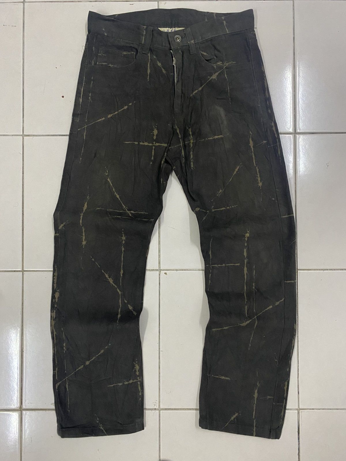 Japanese Brand VTG TESS HIRO Japan Distressed Scratch Denim Pants Size US 30 / EU 46 - 1 Thumbnail