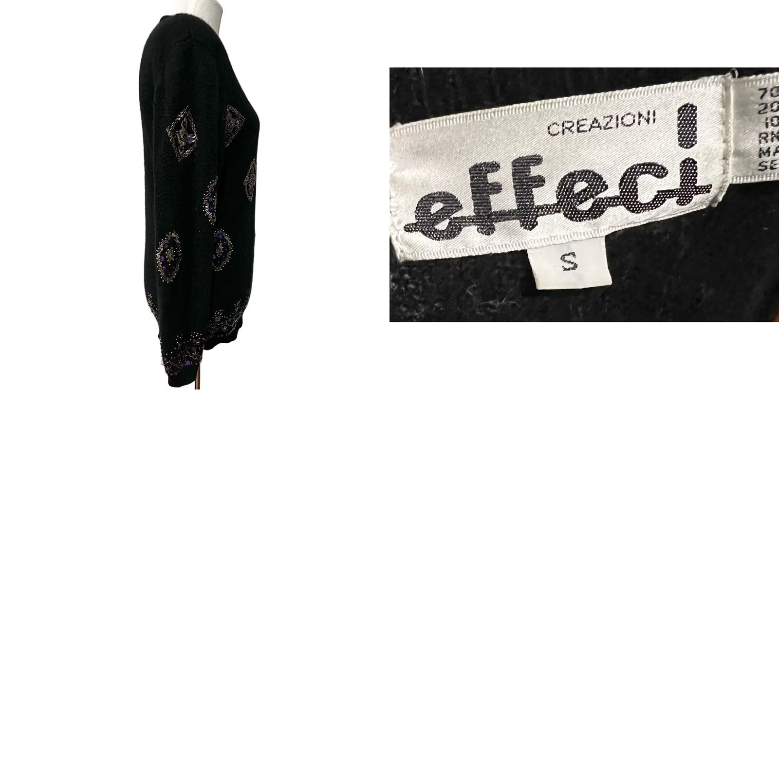 Vintage Effeci Sweater Women Black Beaded Angora Lambswool 80s 90s Sz S Pullover Vintage Womens Size S / US 4 / IT 40 - 8 Thumbnail