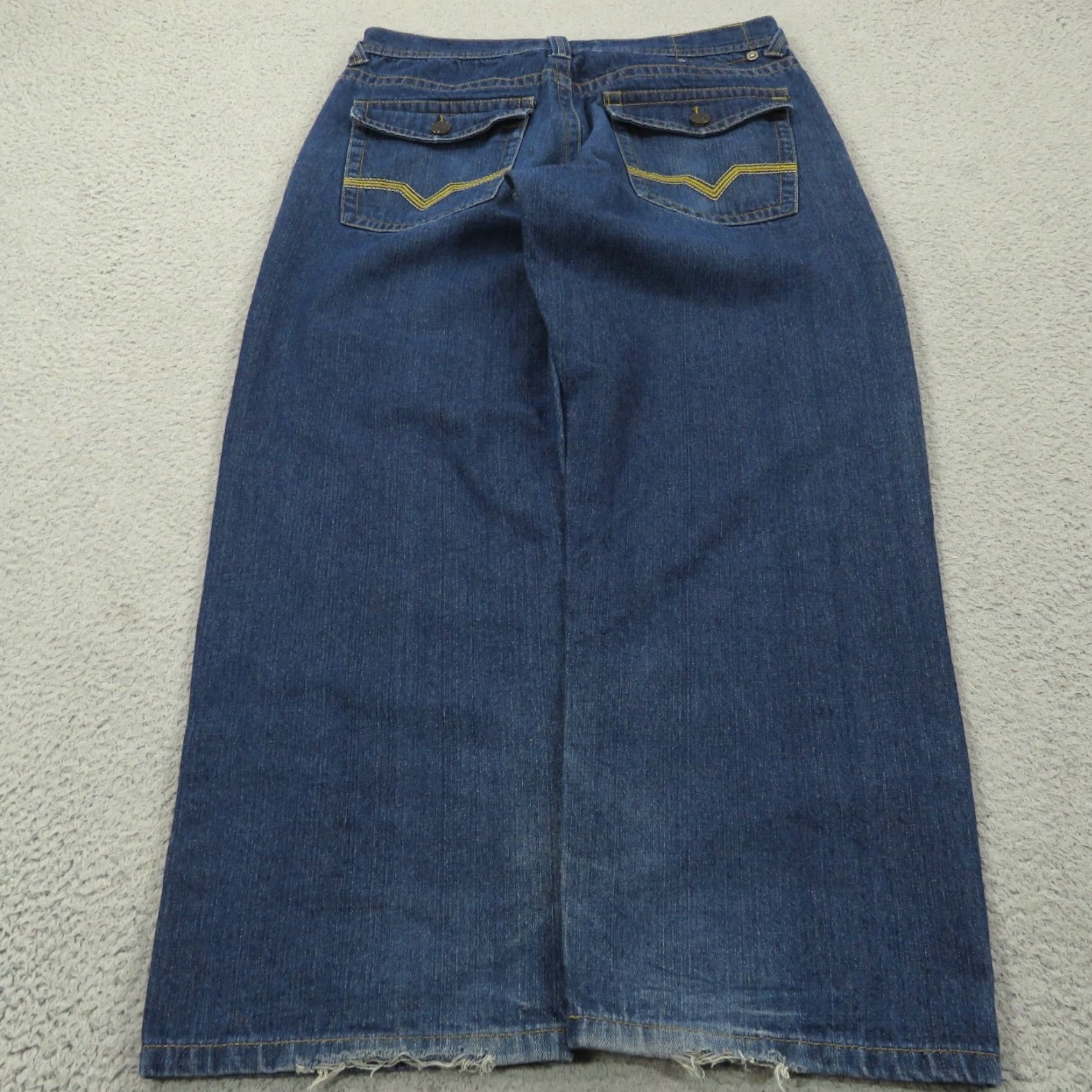 Vintage Mecca Jeans Mens 34x30 Y2K Embroidered Flap Pocket Grunge Skater Wide-Leg Pipes Jeans Size US 34 / EU 50 - 2 Thumbnail