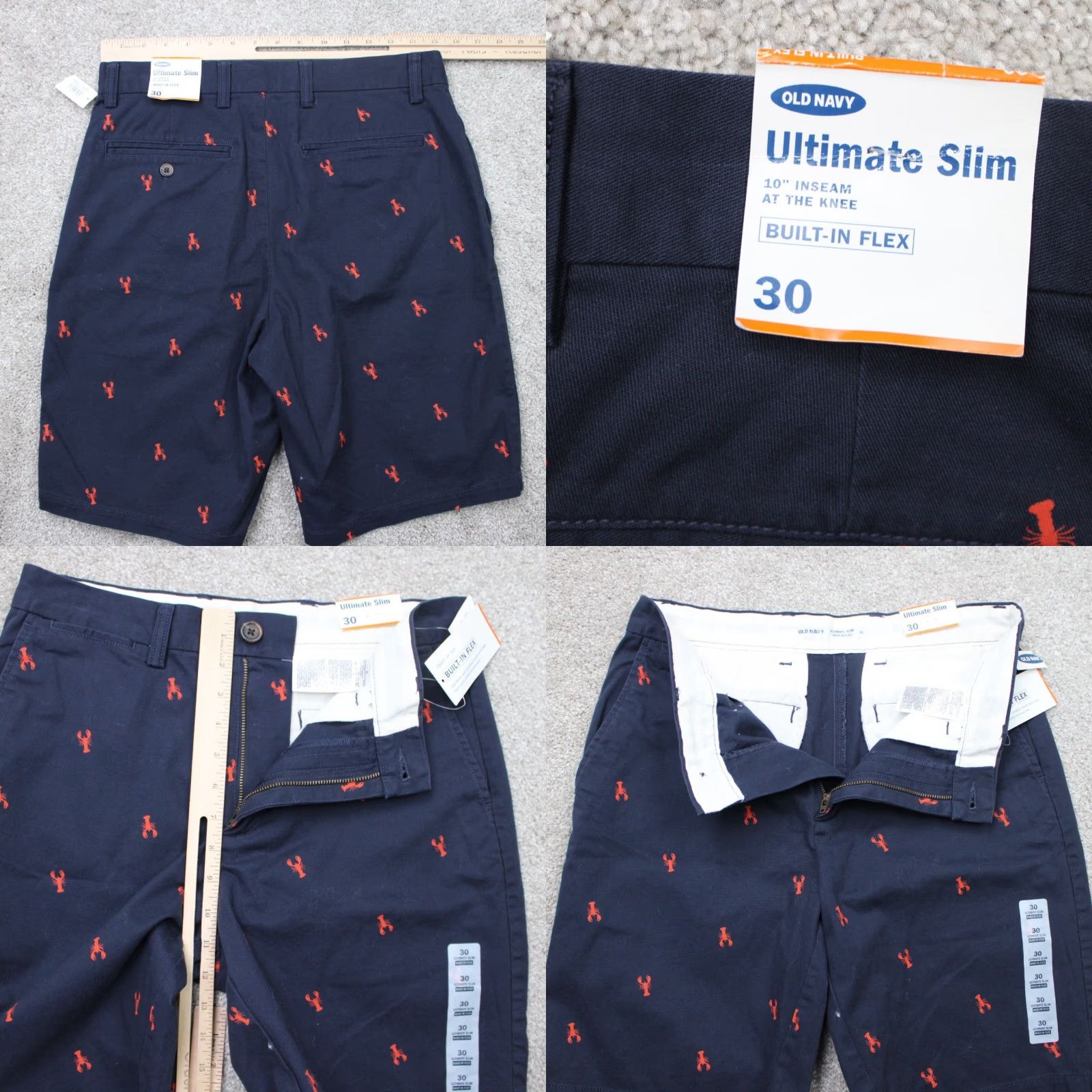 Old Navy Old Navy Slim Built in Flex AOP Shorts Mens 30 Blue w/ Red Lobsters Size US 30 / EU 46 - 8 Thumbnail