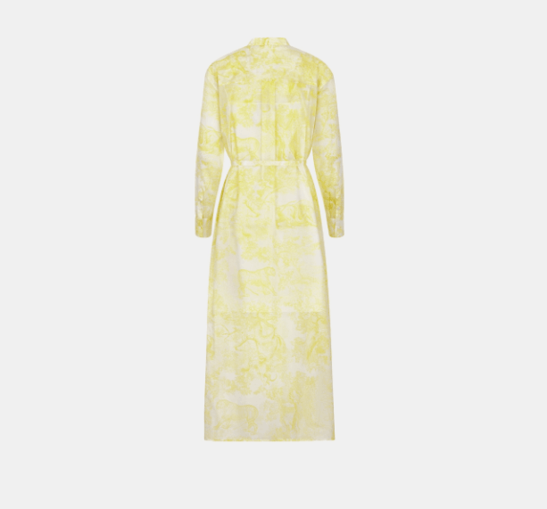 Dior o1w1db10925 441D50 Mid-Length Dress in White/Lemon Yellow Size M / US 6-8 / IT 42-44 - 2 Thumbnail