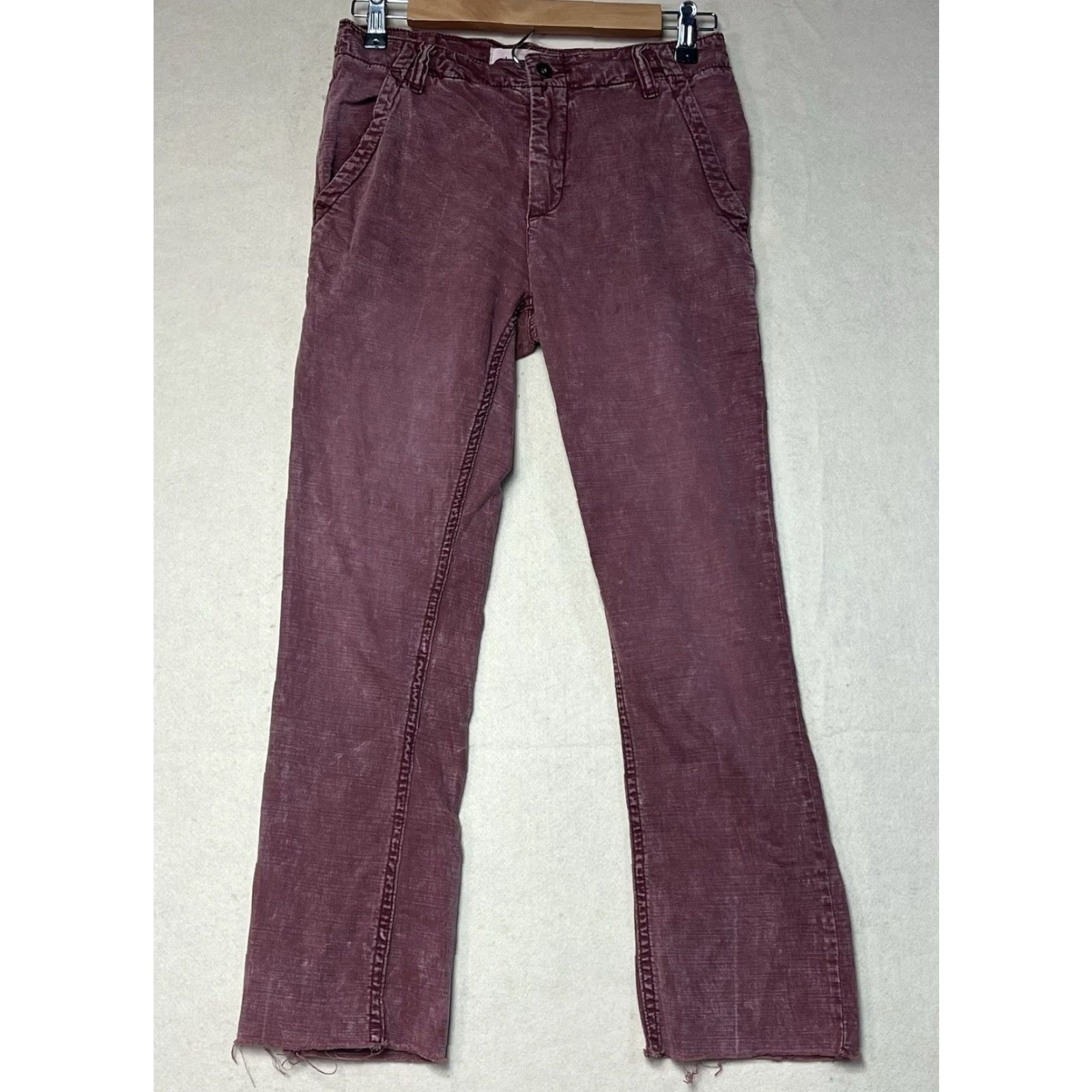 Vintage Anthropologie Pilcro Demilune Boot Utility Flare Pants Plum 00 Women Size 24" / US 00 / IT 34 - 2 Thumbnail