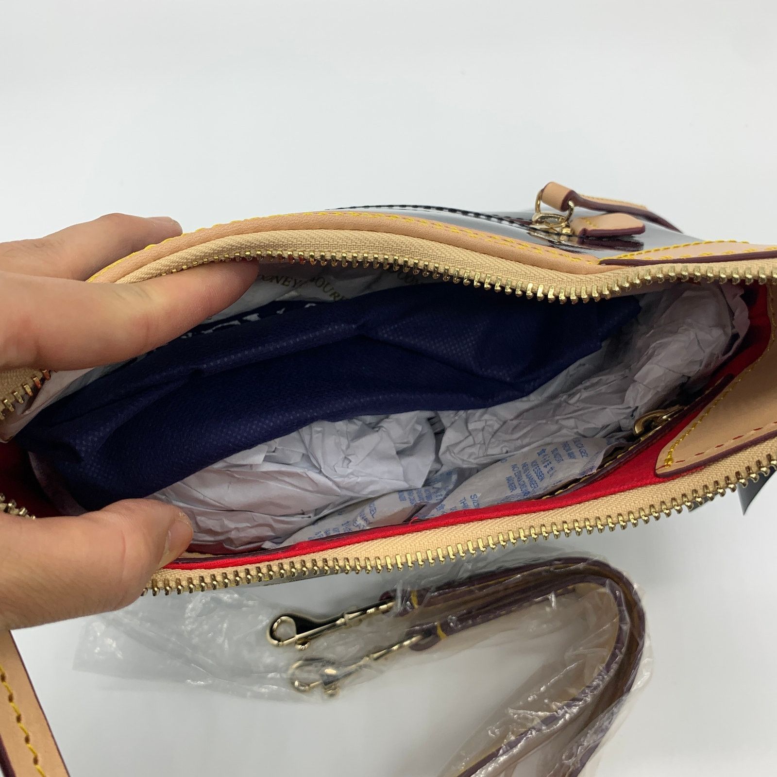 Dooney & Bourke Dooney & Bourke Black Patent Leather Small Hobo Purse Size ONE SIZE - 12 Thumbnail