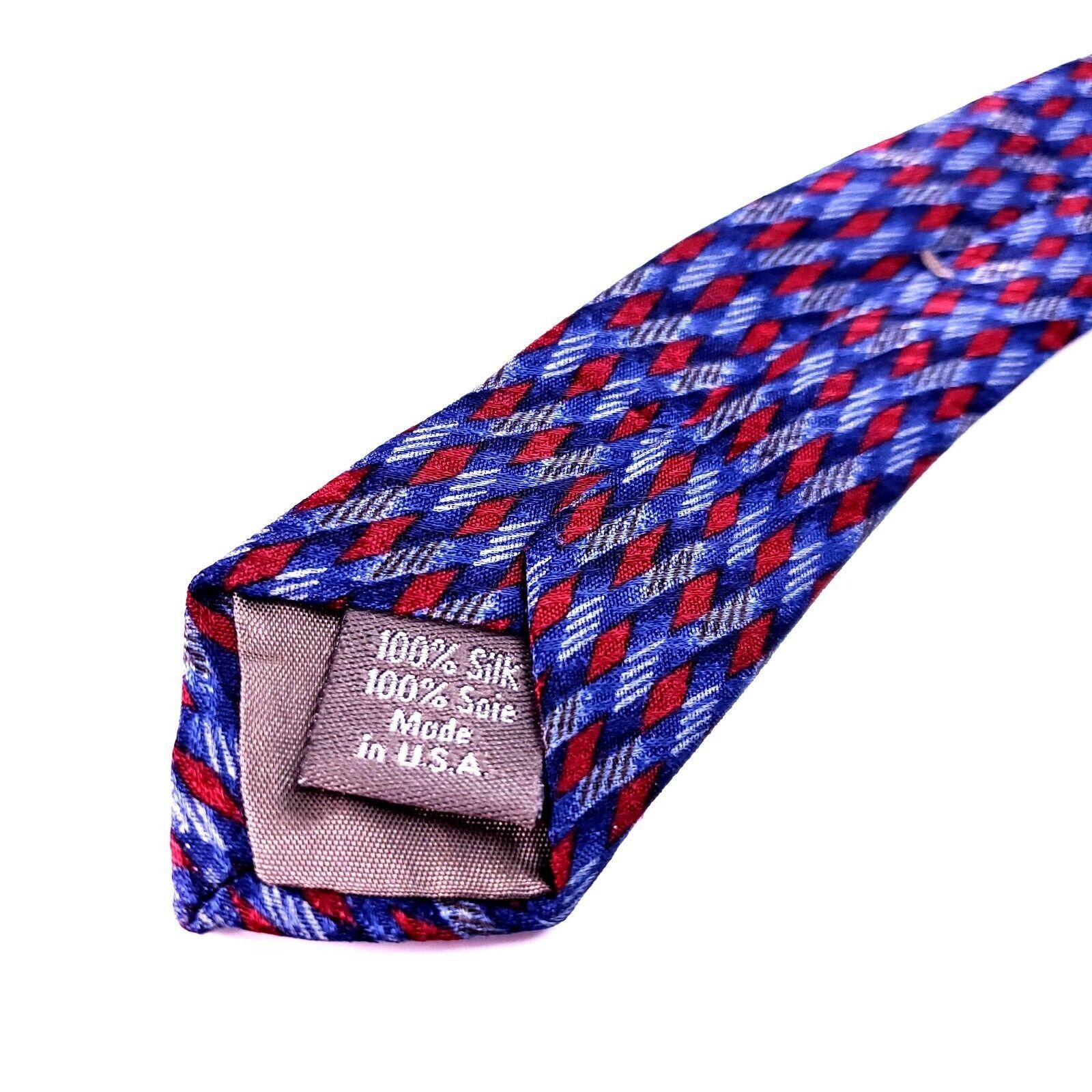 Calvin Klein Calvin Klein Silk Tie Blue Red Print Geometric Size ONE SIZE - 5 Thumbnail