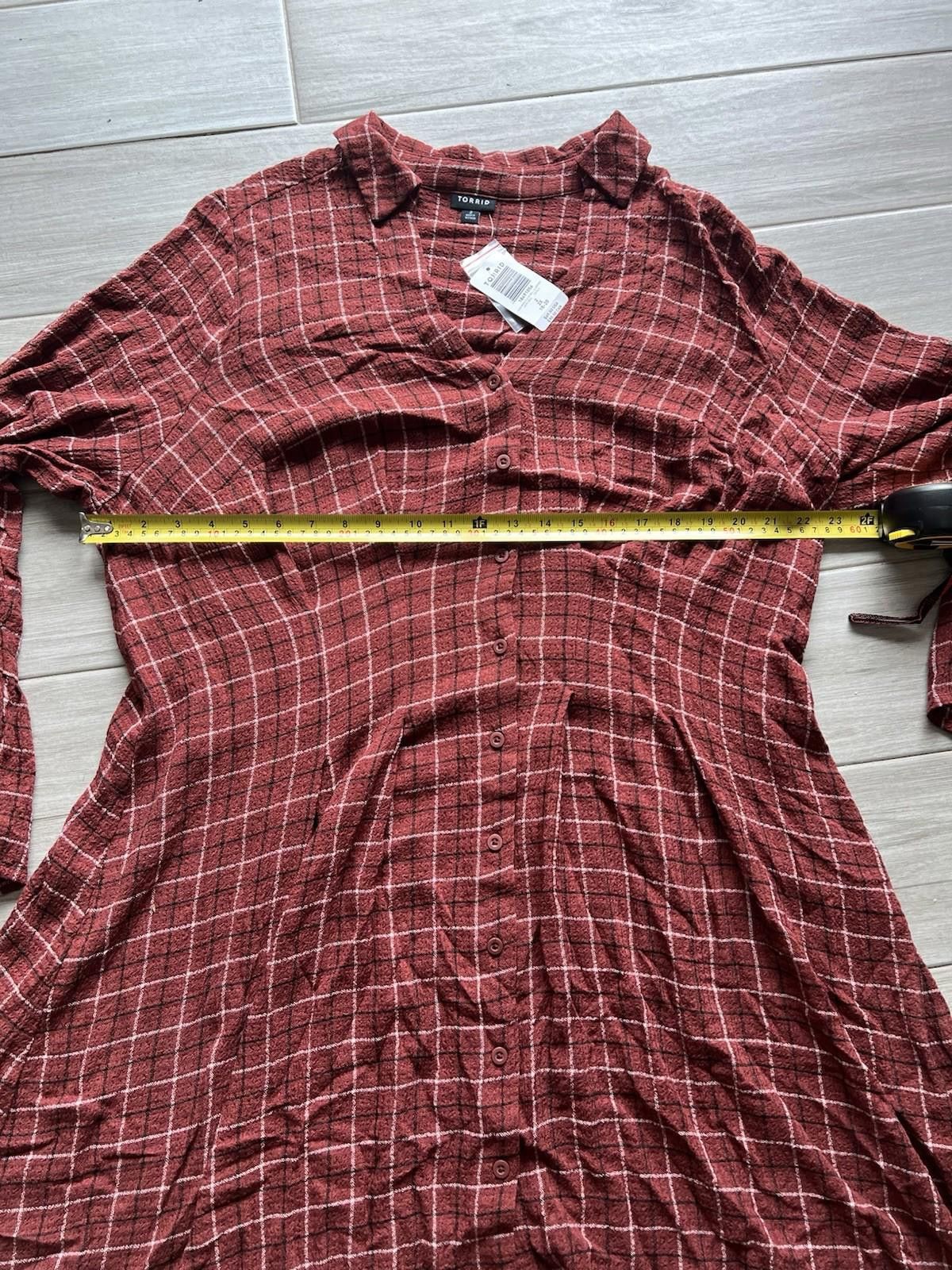 Torrid Torrid Gauze Bell Sleeve Shirtdress Plaid Size 18-20 NWT Size XXL / US 16-18 / IT 52-54 - 7 Thumbnail