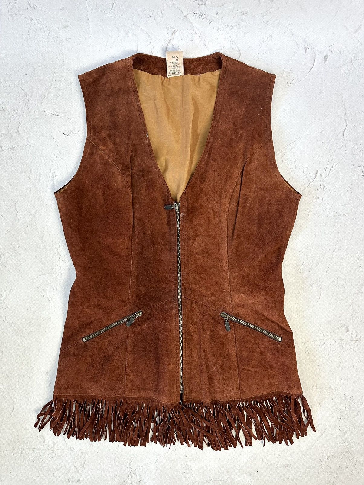 If Six Was Nine Vintage Brown Suede Zipper Vest Size M / US 6-8 / IT 42-44 - 1 Thumbnail