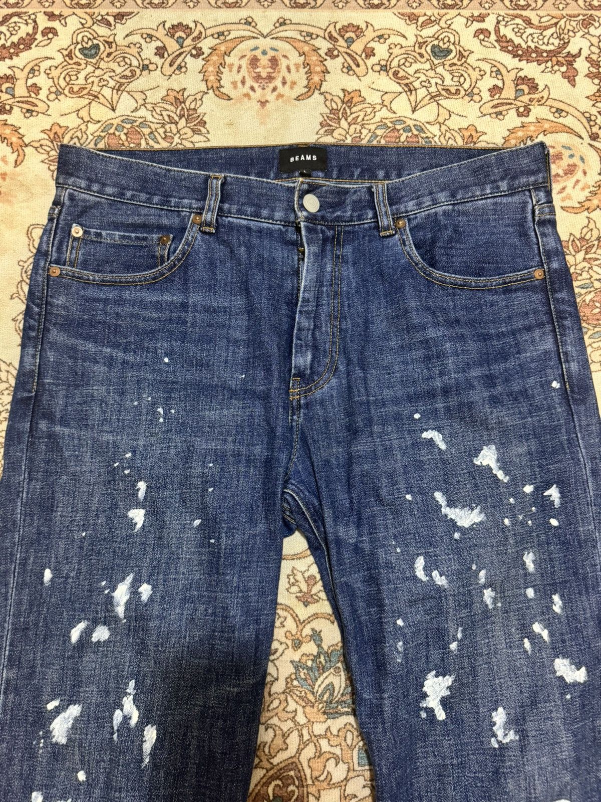 Beams Plus × Japanese Brand × Vintage Vintage Beams Paint Splatter Jeans Size US 35 - 6 Thumbnail