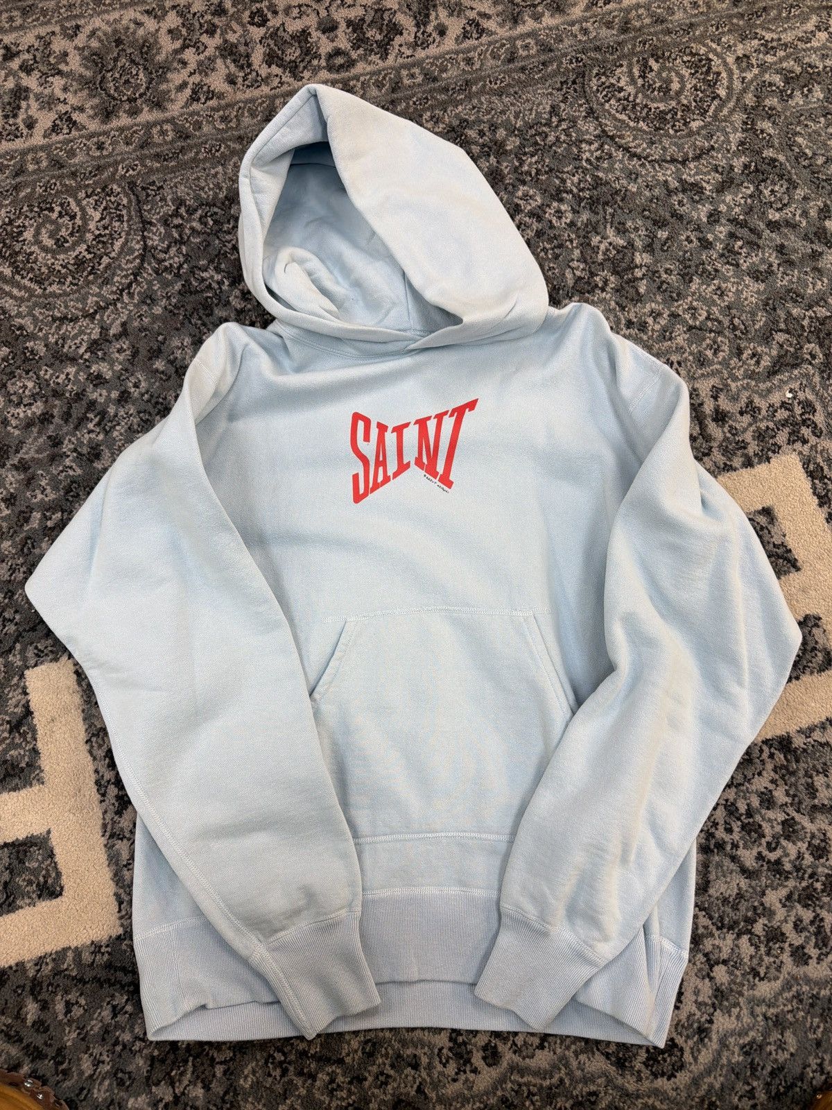 Saint Michael Saint Michael ribbon logo hooded sweatshirt baby blue red Size US L / EU 52-54 / 3 - 1 Thumbnail