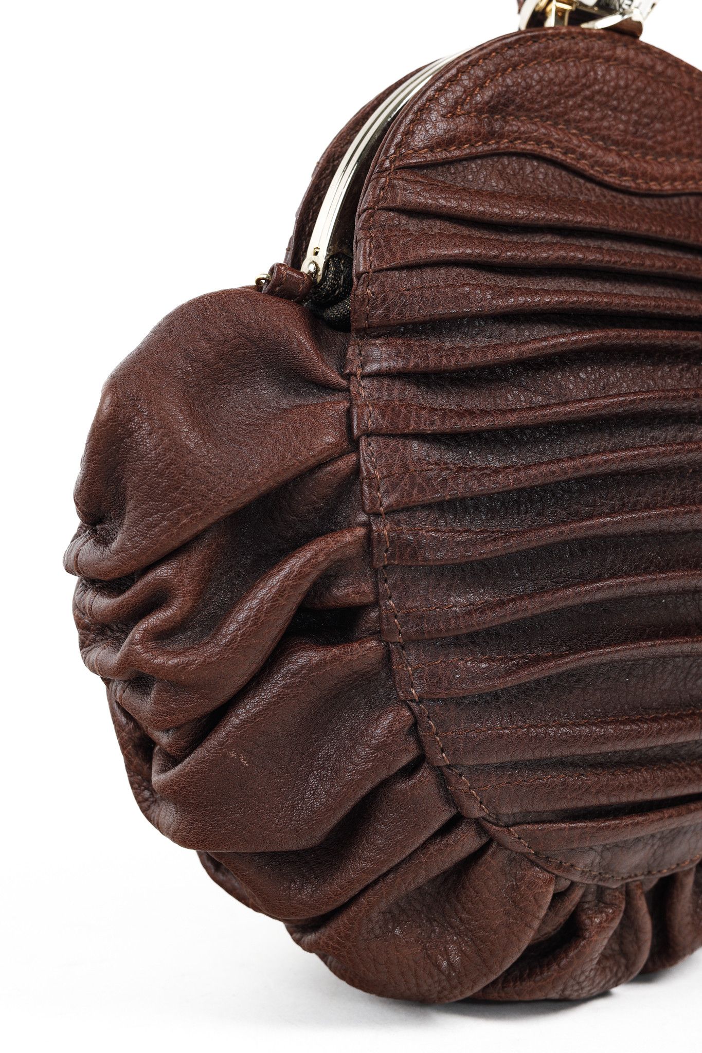 Fendi Fendi Spy SS2005 Runway Brown Leather Pleated Clutch Size ONE SIZE - 8 Thumbnail