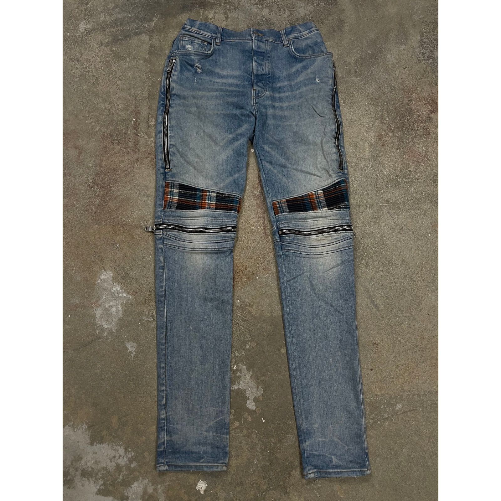 Amiri Amiri MX2 Lightwash Blue Orange Plaid Patch Used 36 Tailored Size US 36 / EU 52 - 1 Thumbnail