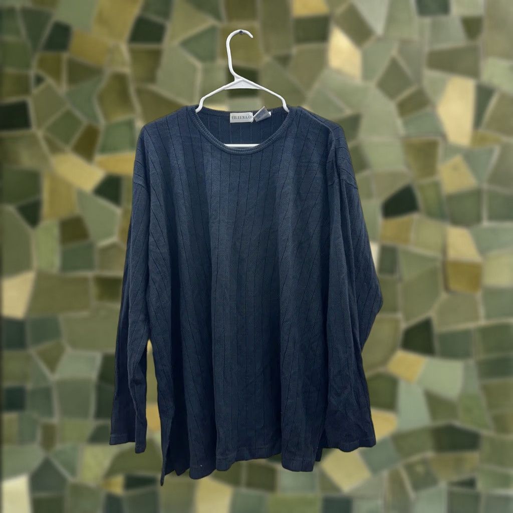 CO Eileen & Co Blouse Womens Sweater Plus Size 18W Black Long Sleeve Round Neck Size XXL / US 16-18 / IT 52-54 - 1 Thumbnail