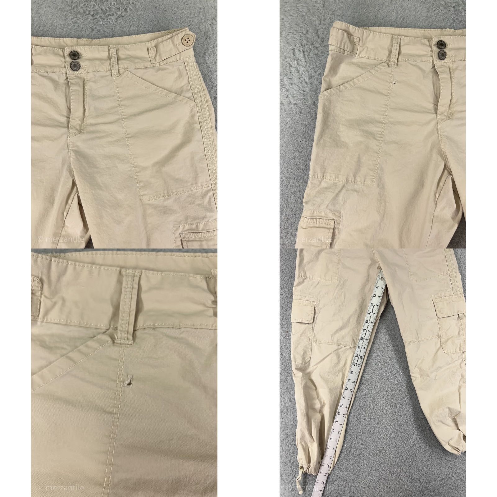 Vintage Blossom & Clover Pants Womens 6 Beige Cargo Jogger Bush Pockets Ankle Tie Size 28" / US 6 / IT 42 - 8 Thumbnail