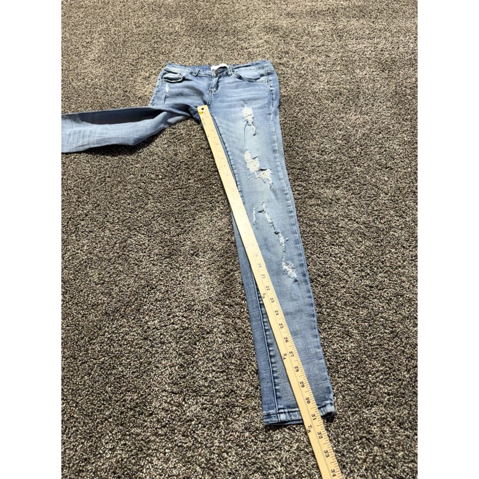 Vintage Kancan Signature Skinny Straight Jeans Size 25 Blue Denim Stretch Cotton Blend Mid Rise 5-Pocket Regular Inseam 30 Womens Jeans Size 42" / US 20 - 7 Thumbnail