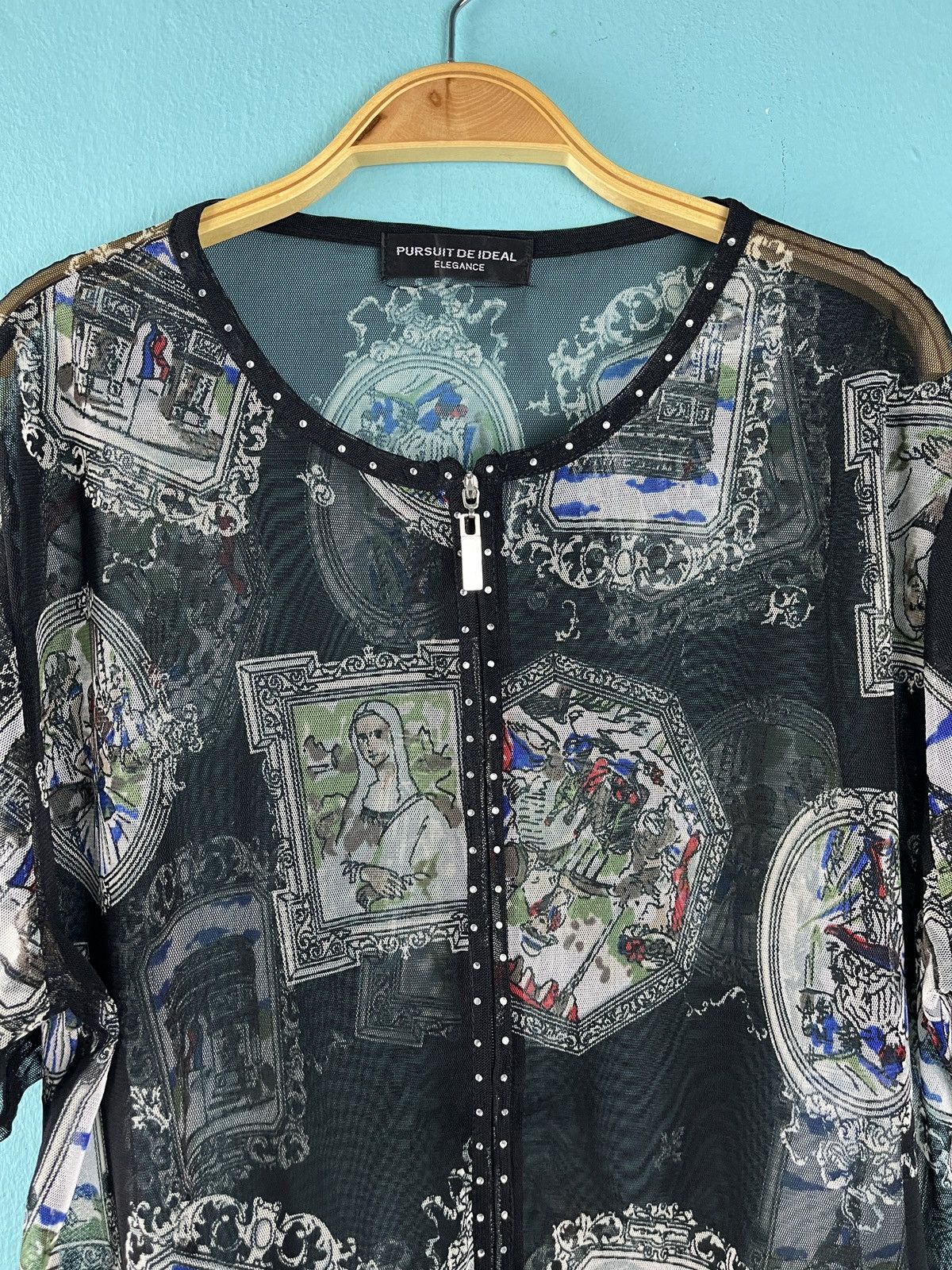 Japanese Brand Pursuit De Ideal Art Zip Up See Through Top Size XL / US 12-14 / IT 48-50 - 3 Thumbnail