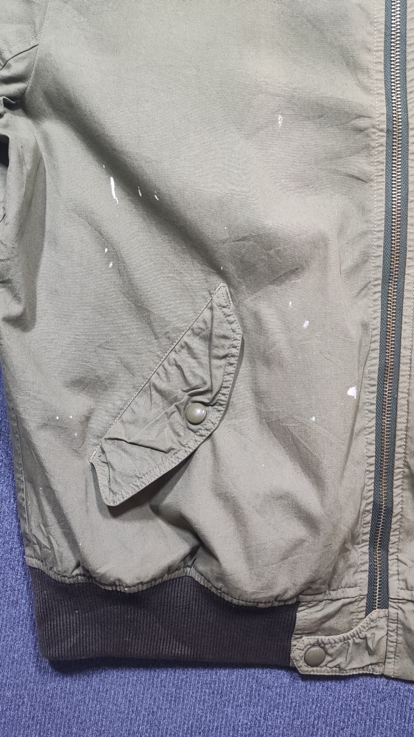 Wallace & Barnes DISTRESSED WALLACE & BARNES OLIVE GREEN ARMY BOMBER JACKET Size US L / EU 52-54 / 3 - 6 Thumbnail