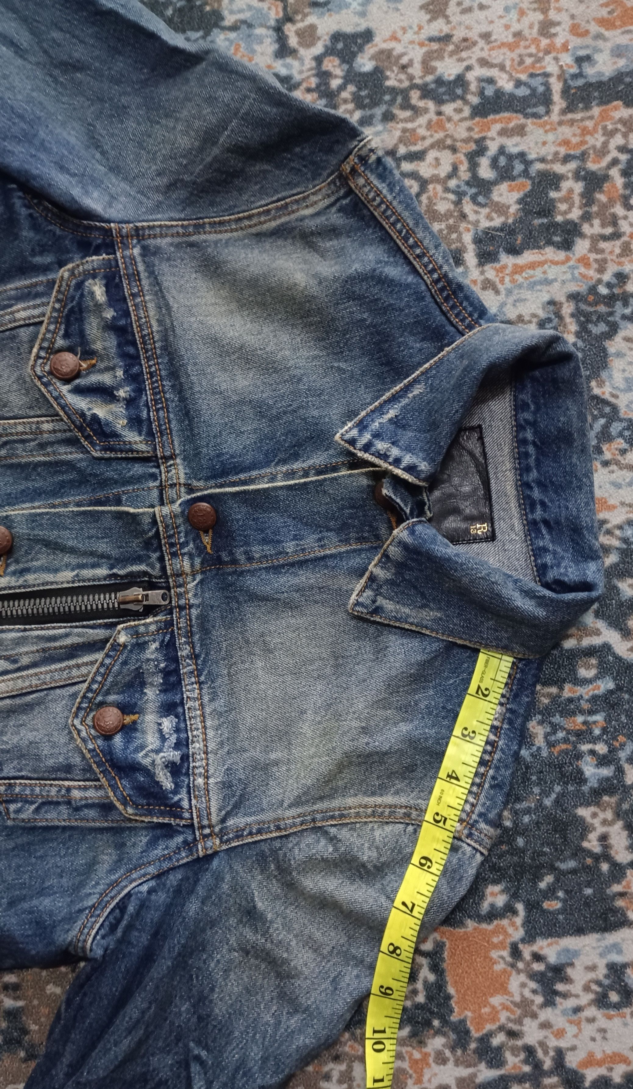 R13 R13 Zippered Trucker Denim Distressed Size US M / EU 48-50 / 2 - 22 Thumbnail