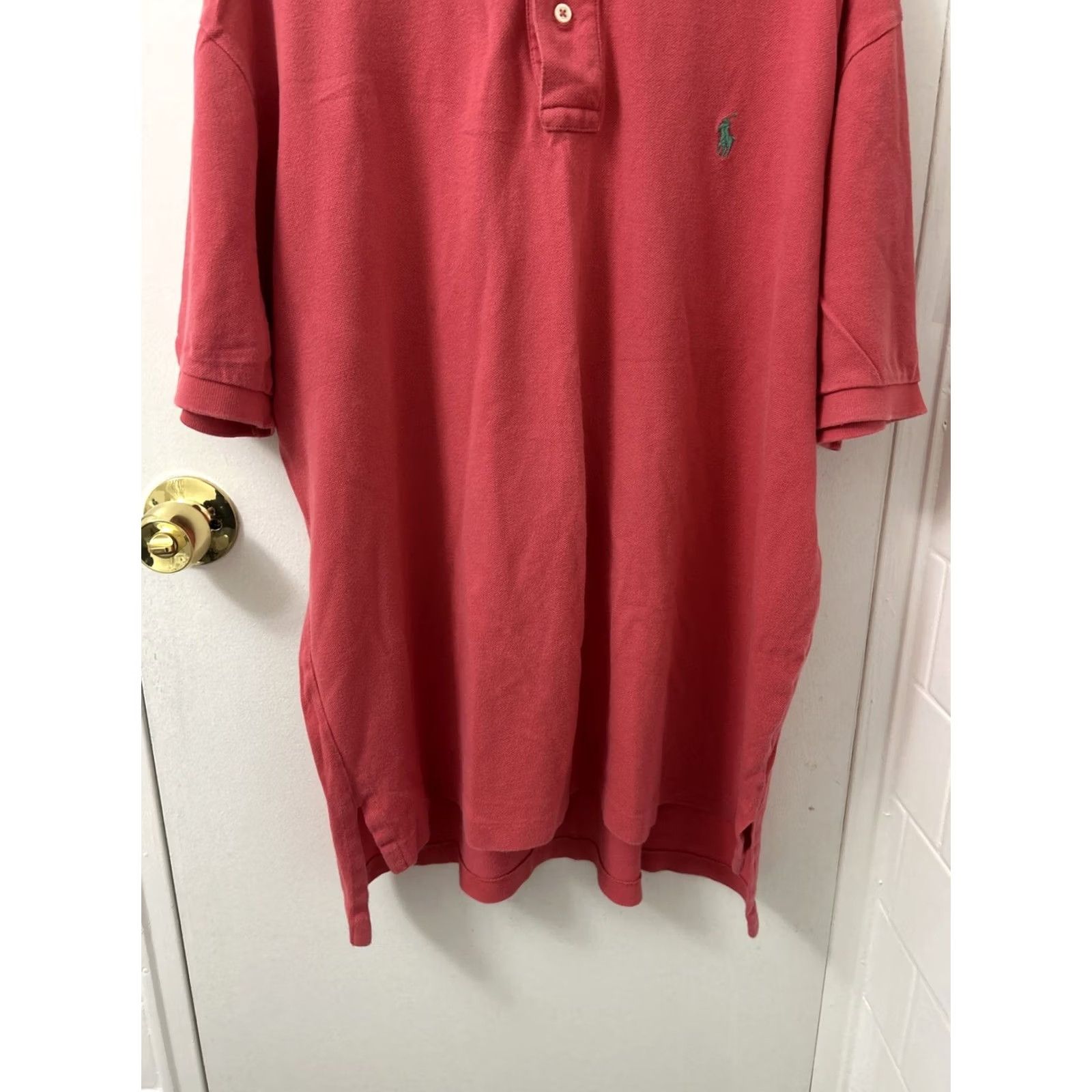 Polo Ralph Lauren VINTAGE Polo Ralph Lauren Shirt Mens XL Pink Short Sleeve 100% Cotton Green Pony Polo Logo Classic Fit Vintage Preppy Size US XL / EU 56 / 4 - 3 Thumbnail