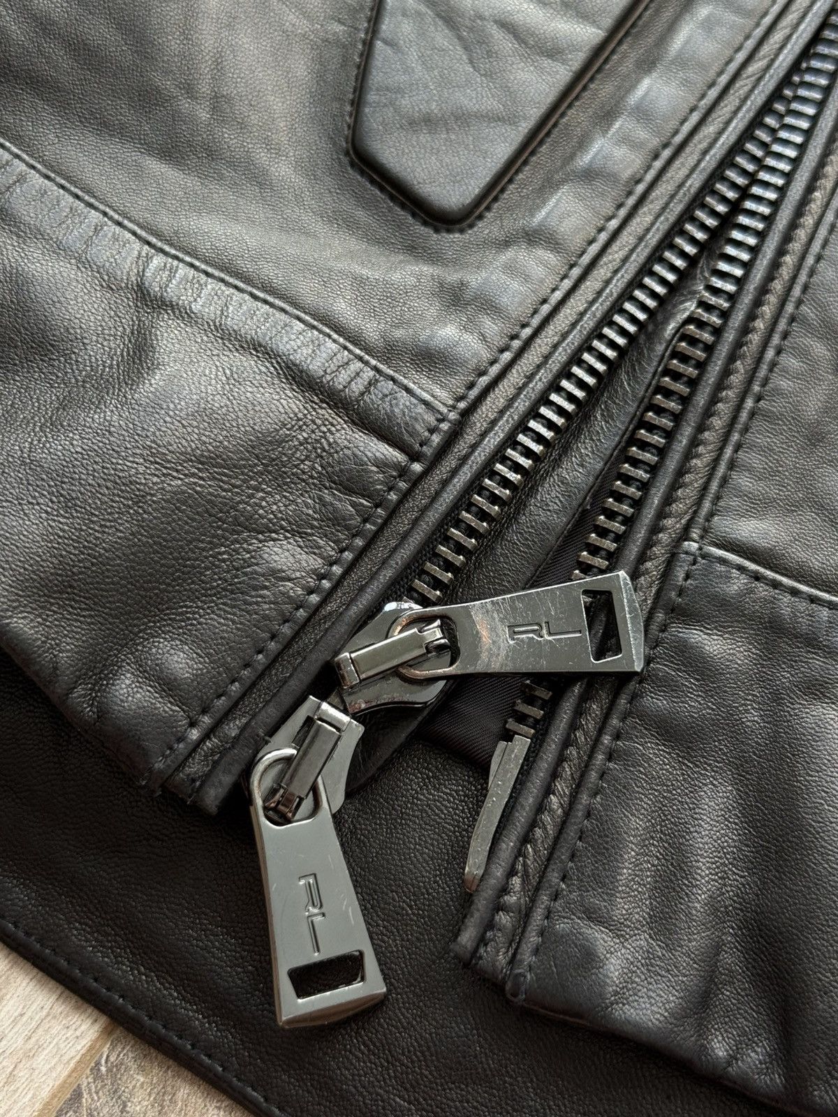 Ralph Lauren Black Label ARCHIVE 5/5 LEATHER MOTO JACKET WITH RIBBED ARMOR DETAILING Size US M / EU 48-50 / 2 - 25 Thumbnail