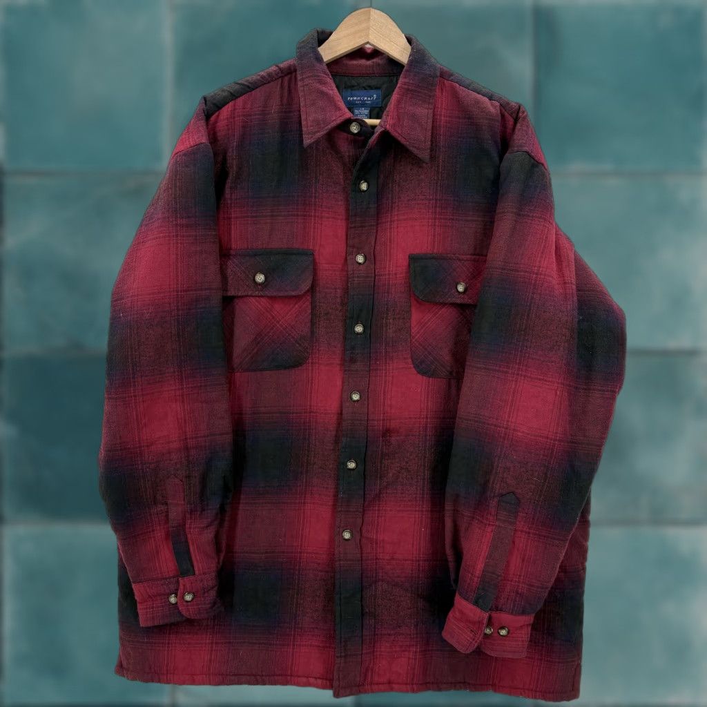Vintage VINTAGE Towncraft Shirt Jacket Mens L Red Plaid Flannel Quilted Lined Insulated Casual Workwear Jacket Size US L / EU 52-54 / 3 - 1 Thumbnail