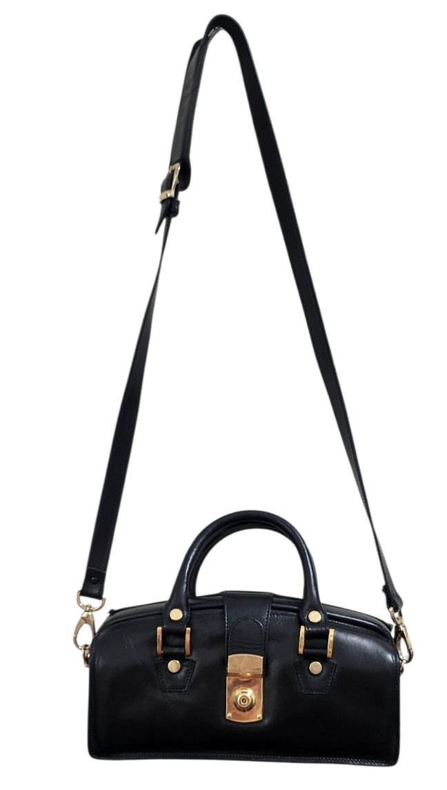 Other Francesco Rogani Black Leather Structured Handbag Gold Size ONE SIZE - 2 Thumbnail