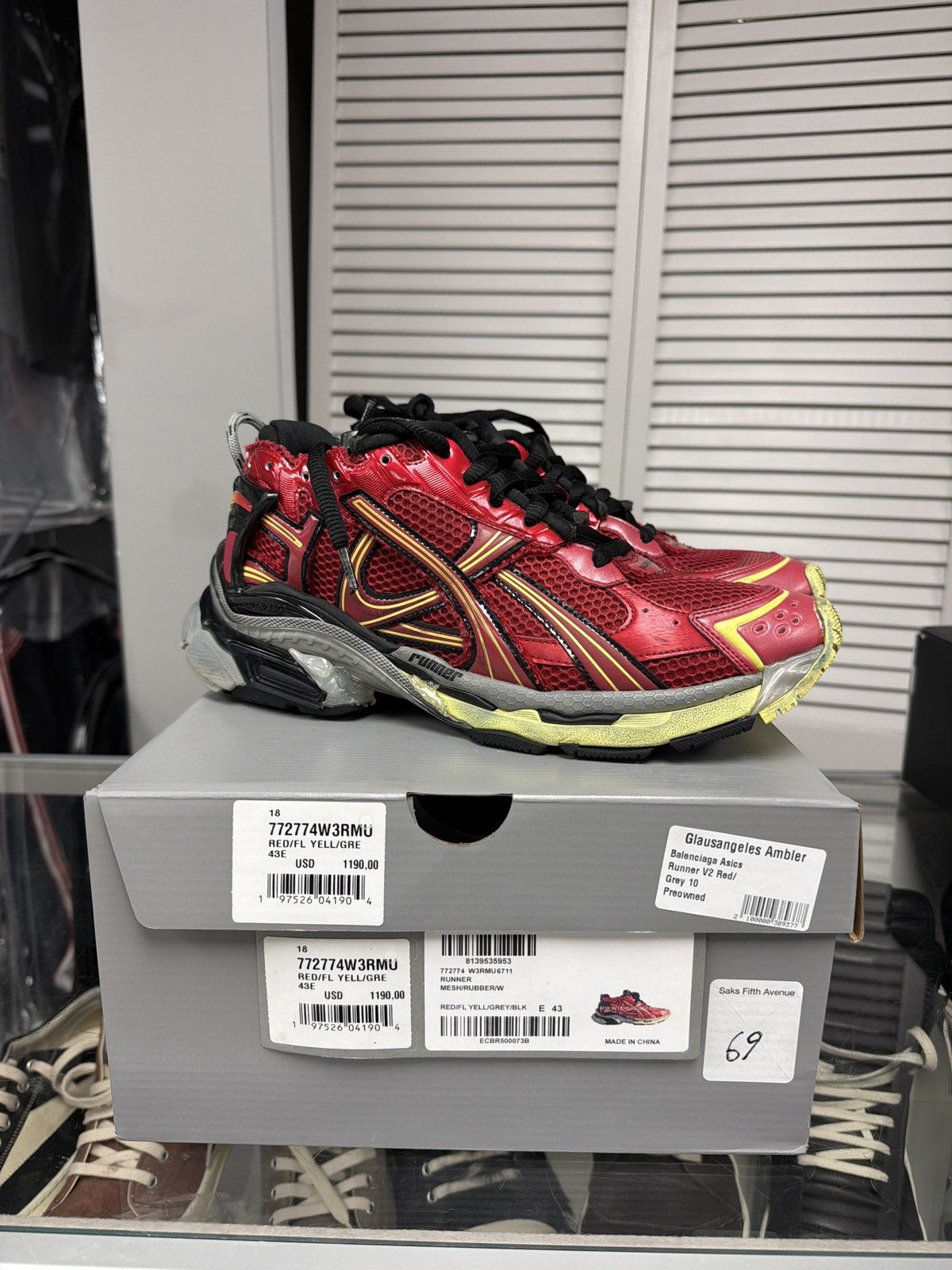 Balenciaga Balenciaga runner v2 red grey yellow Size US 10 / EU 43 - 1 Thumbnail