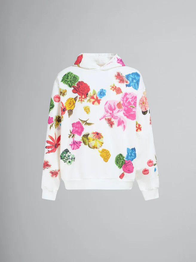 Marni oc11z0525 Floral-Print Cotton Hoodie in Multicolor Size US L / EU 52-54 / 3 - 1 Thumbnail