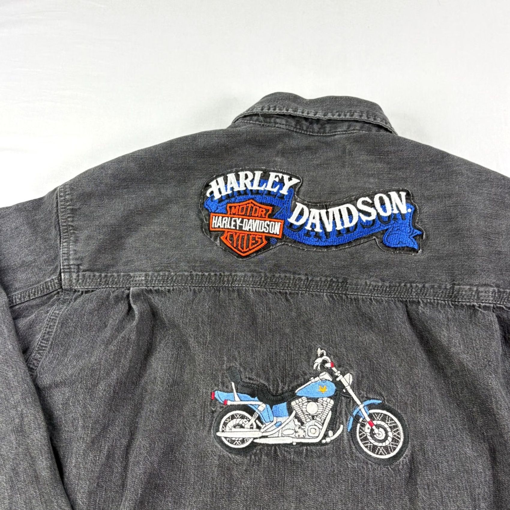 Levi's VINTAGE Levi's Shirt Men M Black Button Up Shacket Jean Harley Davidson Y2K Biker Motorcycle Size US M / EU 48-50 / 2 - 2 Thumbnail