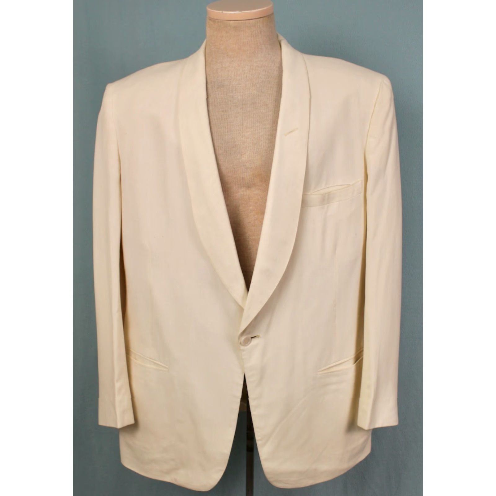 Vintage VINTAGE Men's VTG 50s Black & White 2 PC Tuxedo / Suit Sz M 1950s Tux Jacket Pants Mens Size 40R - 3 Thumbnail