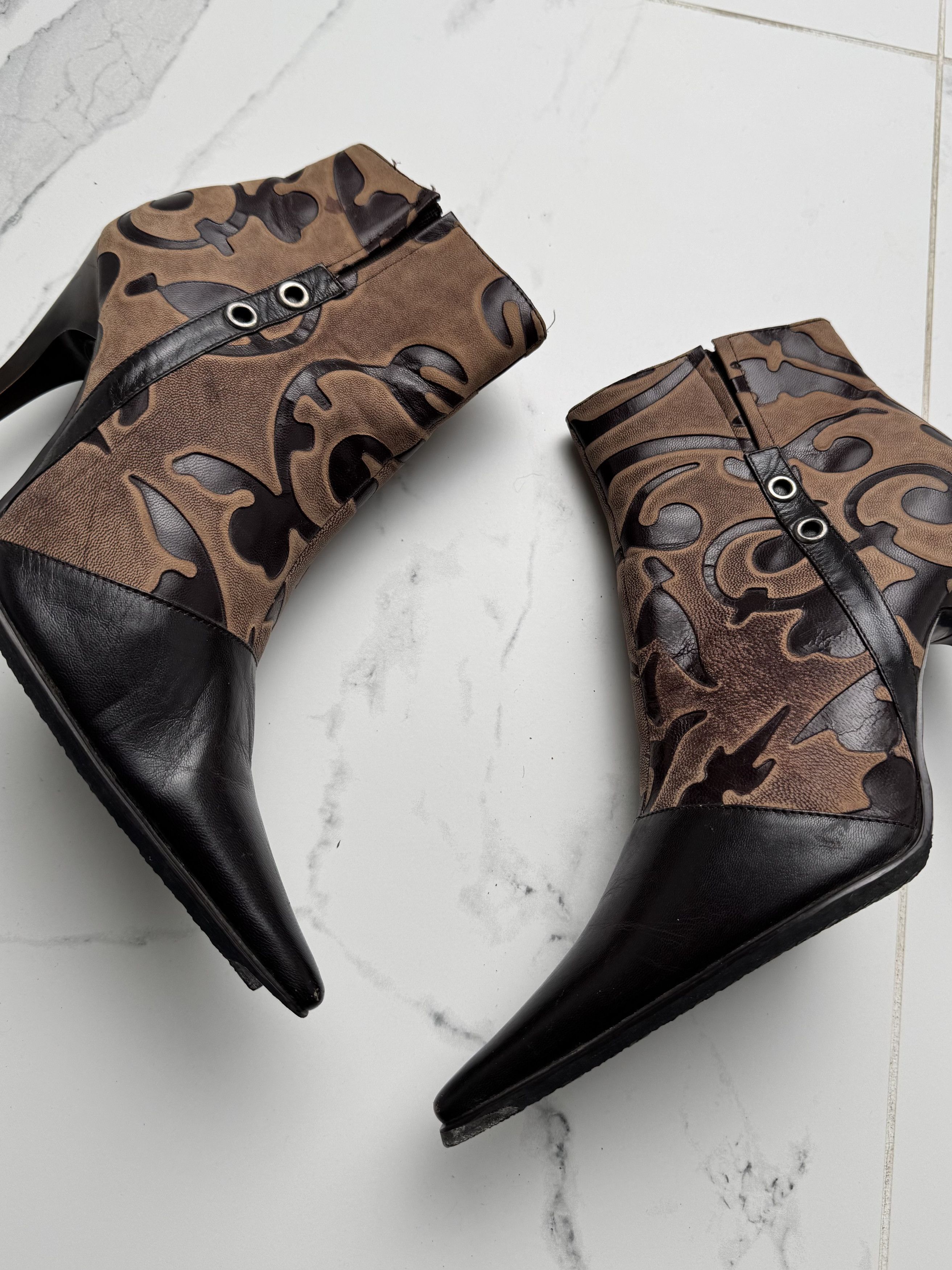 Vintage Vintage Stiletto Ankle Boots Pointed Toe Statement Booties Size US 8 / IT 38 - 3 Thumbnail