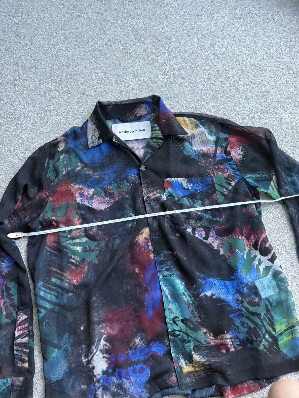 Andersson Bell Andersson Bell Black Scratch Open Collar Shirt Large Size US L / EU 52-54 / 3 - 2 Thumbnail